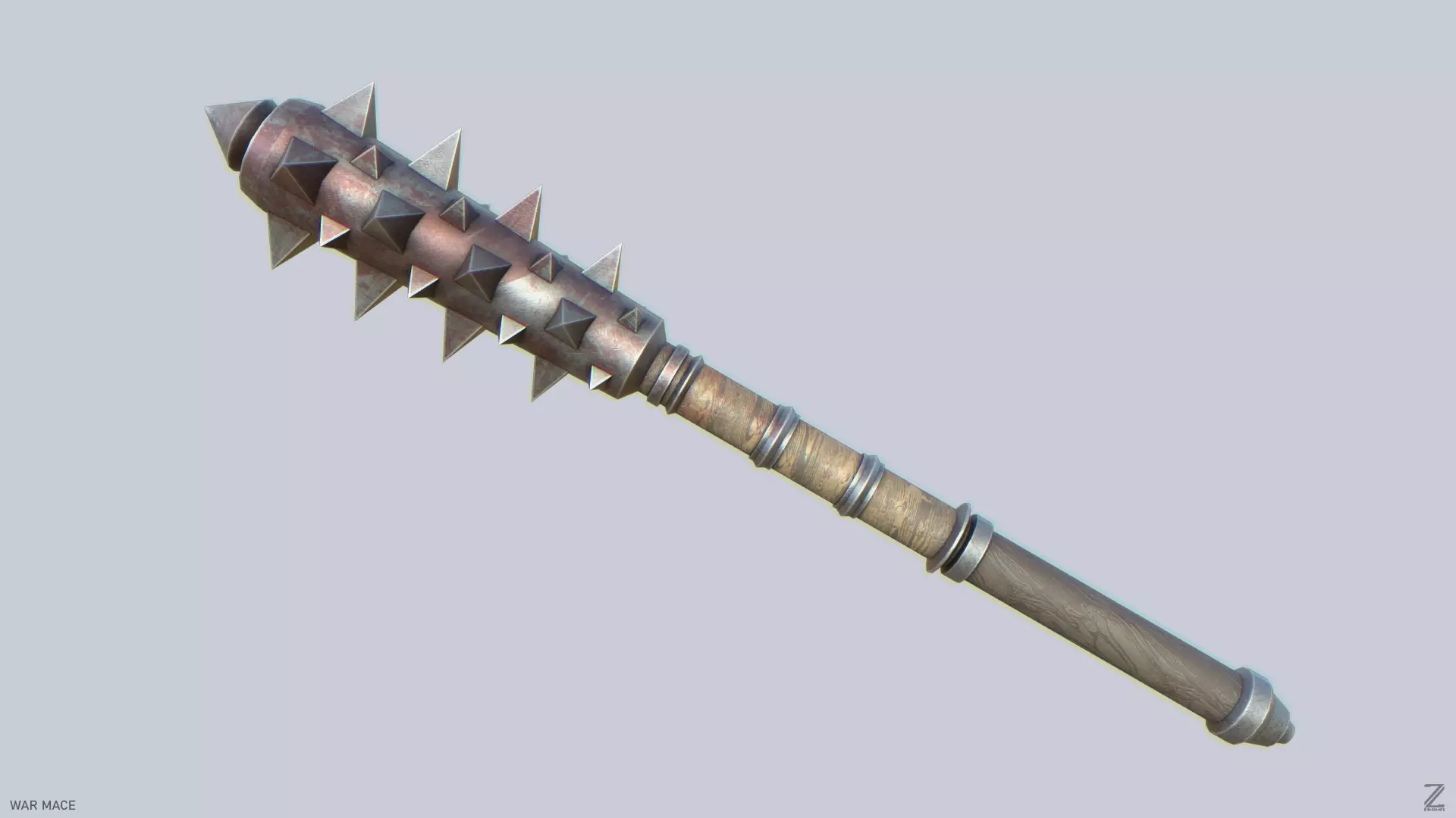 War mace Low-poly 3D model_0