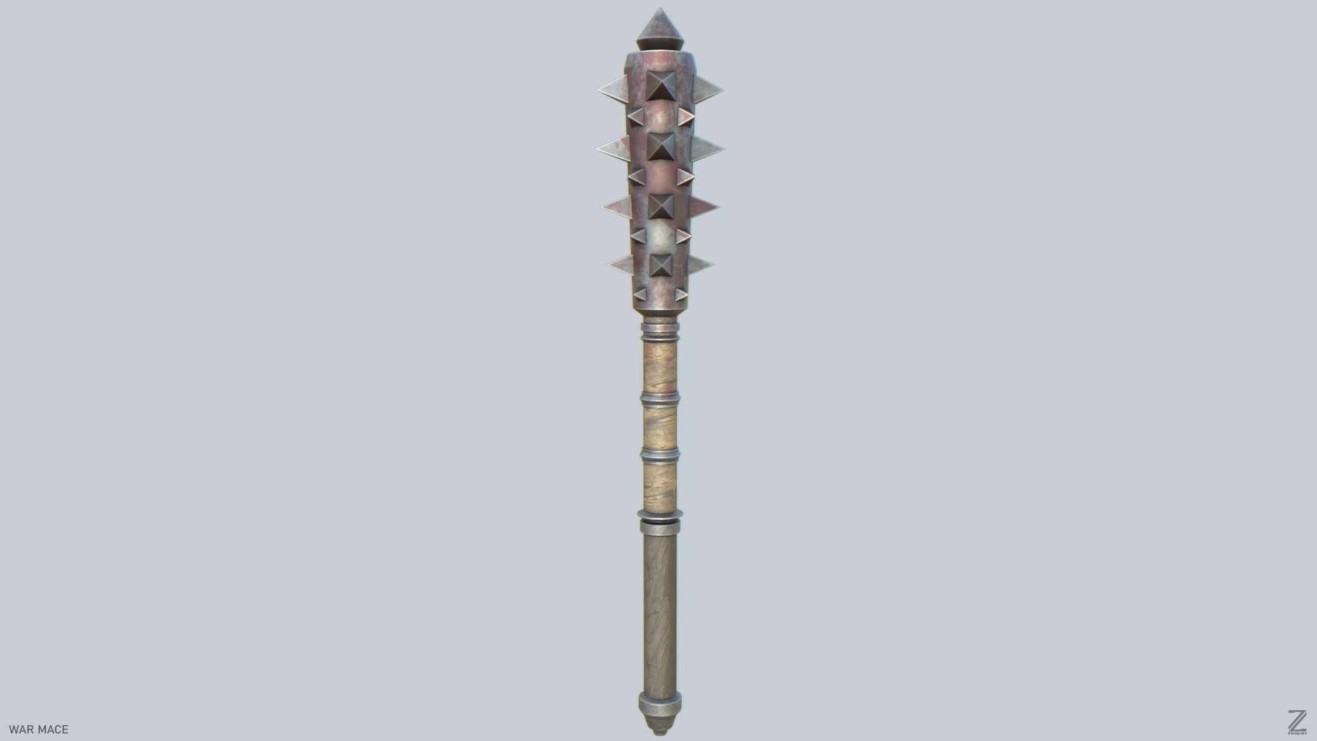 War mace Low-poly 3D model_4