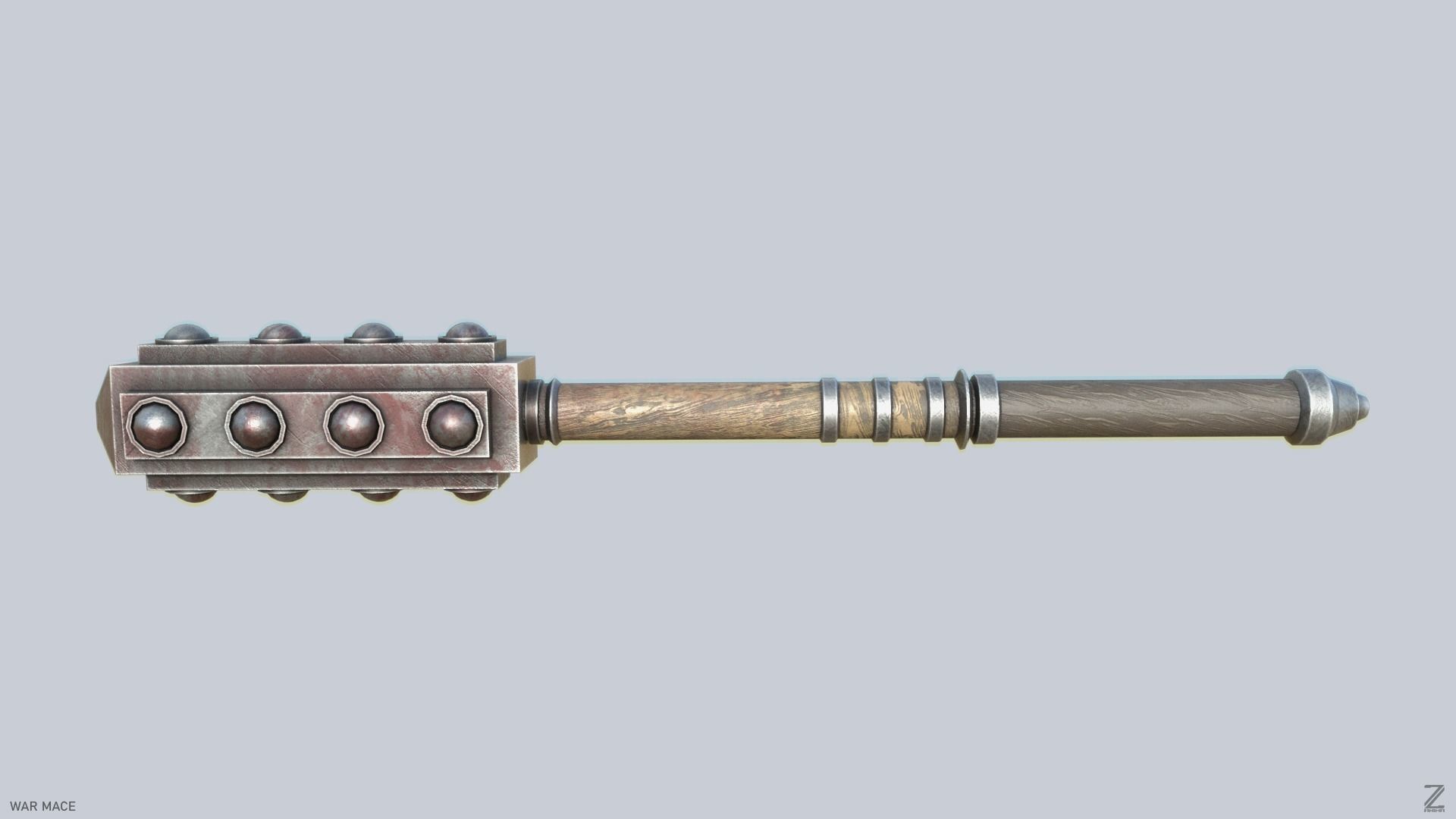 War mace Low-poly 3D model_5