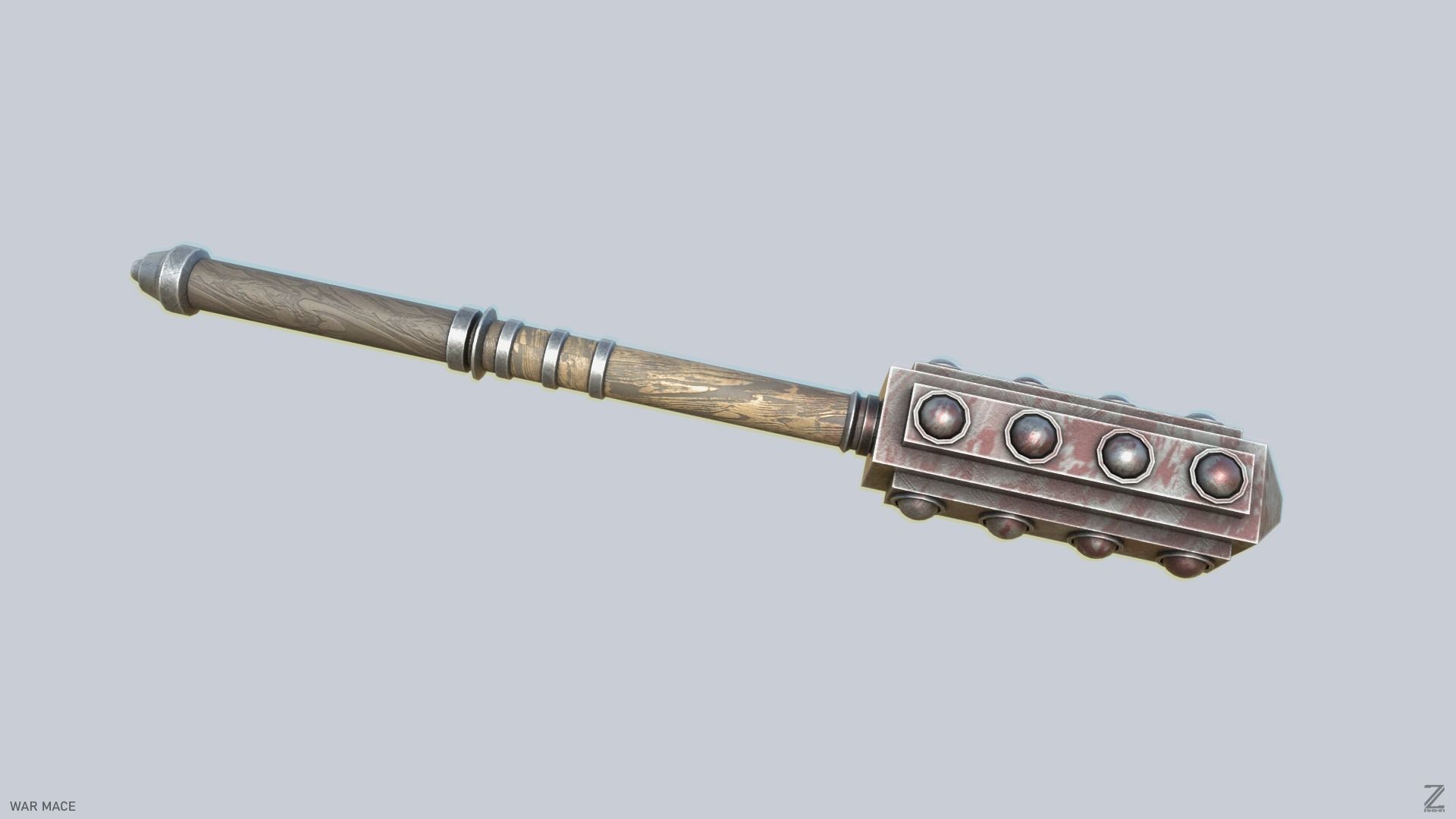 War mace Low-poly 3D model_8