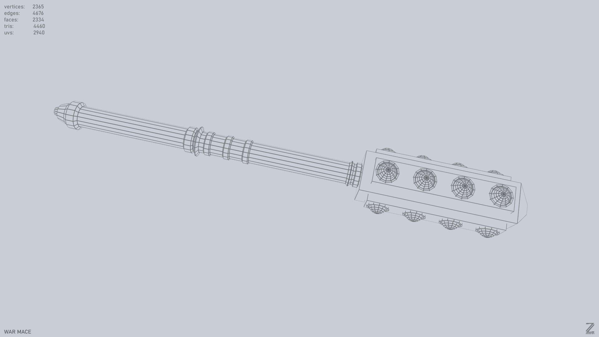 War mace Low-poly 3D model_14