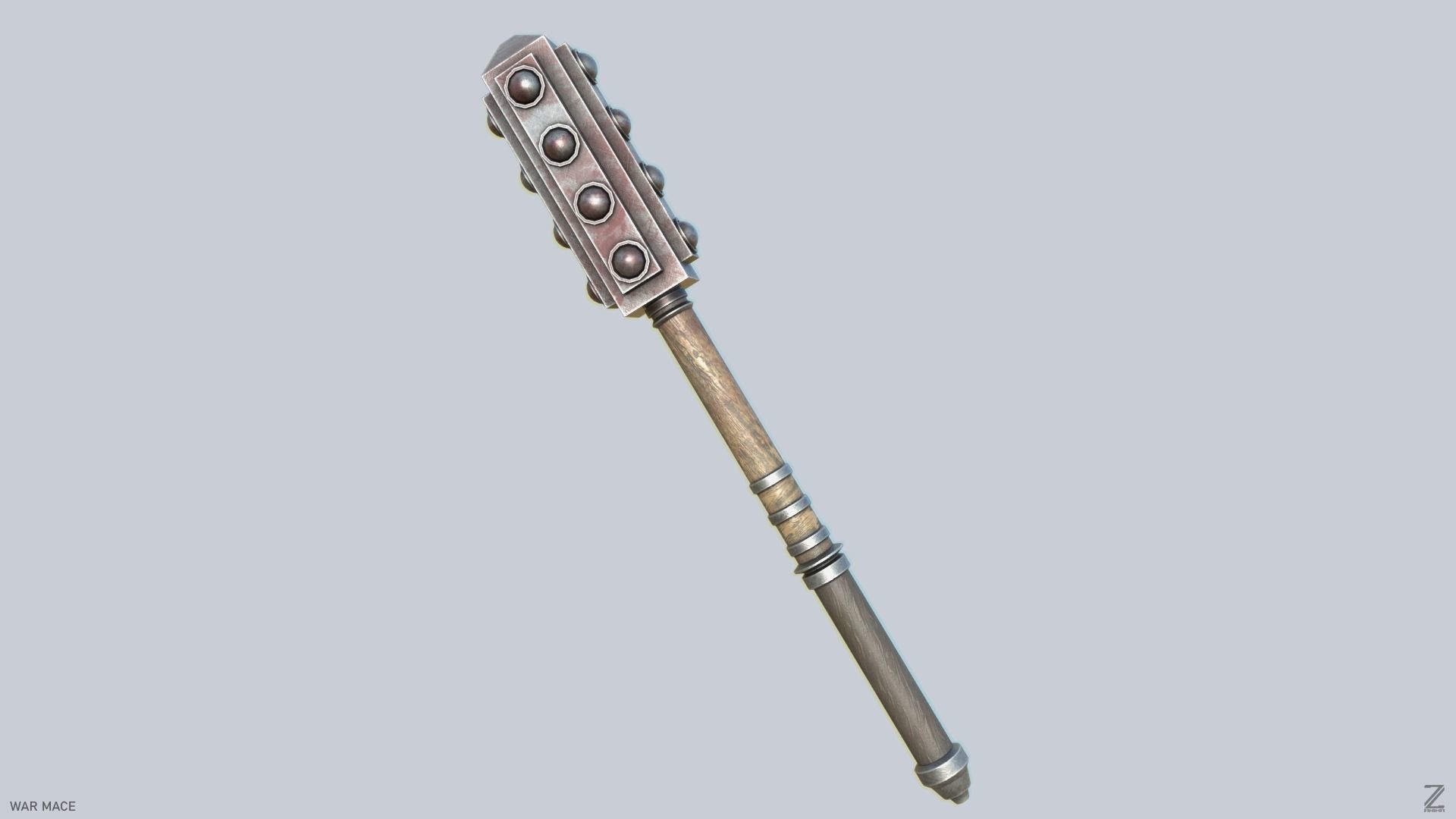 War mace Low-poly 3D model_1