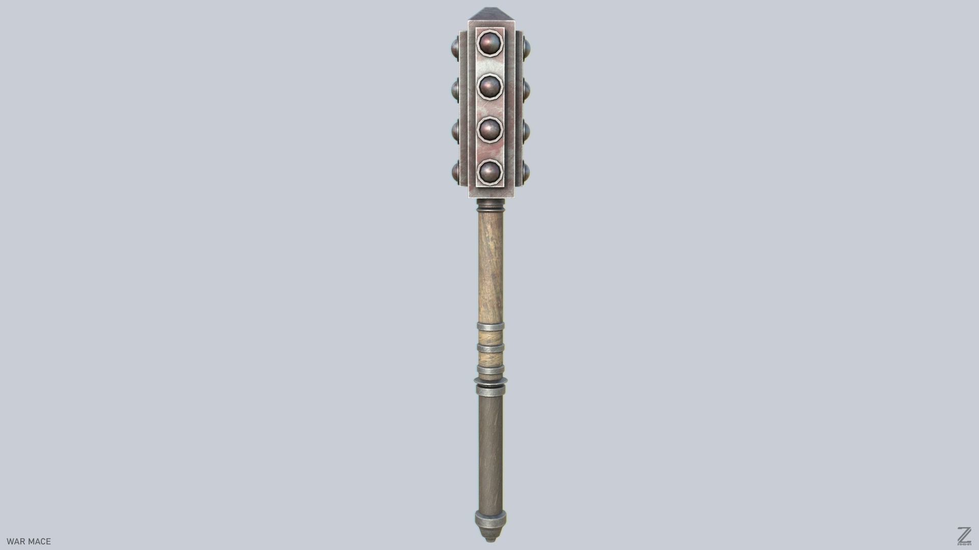 War mace Low-poly 3D model_4