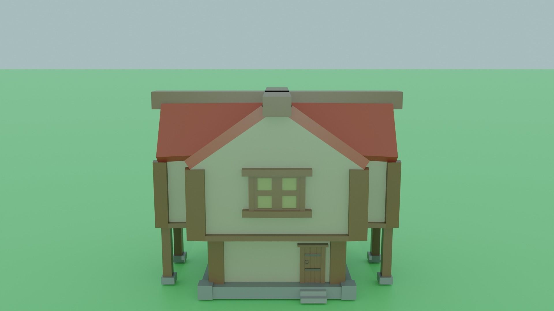 Medieval Cartoon Style Low Poly Game Ready House Set Low-poly 3D model_4