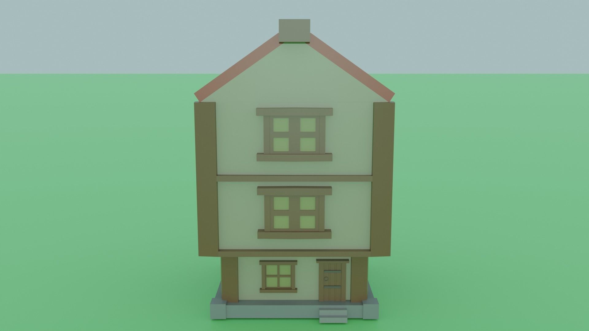 Medieval Cartoon Style Low Poly Game Ready House Set Low-poly 3D model_1