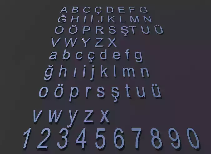  print-friendly alphabet using the Arial font 3D model
