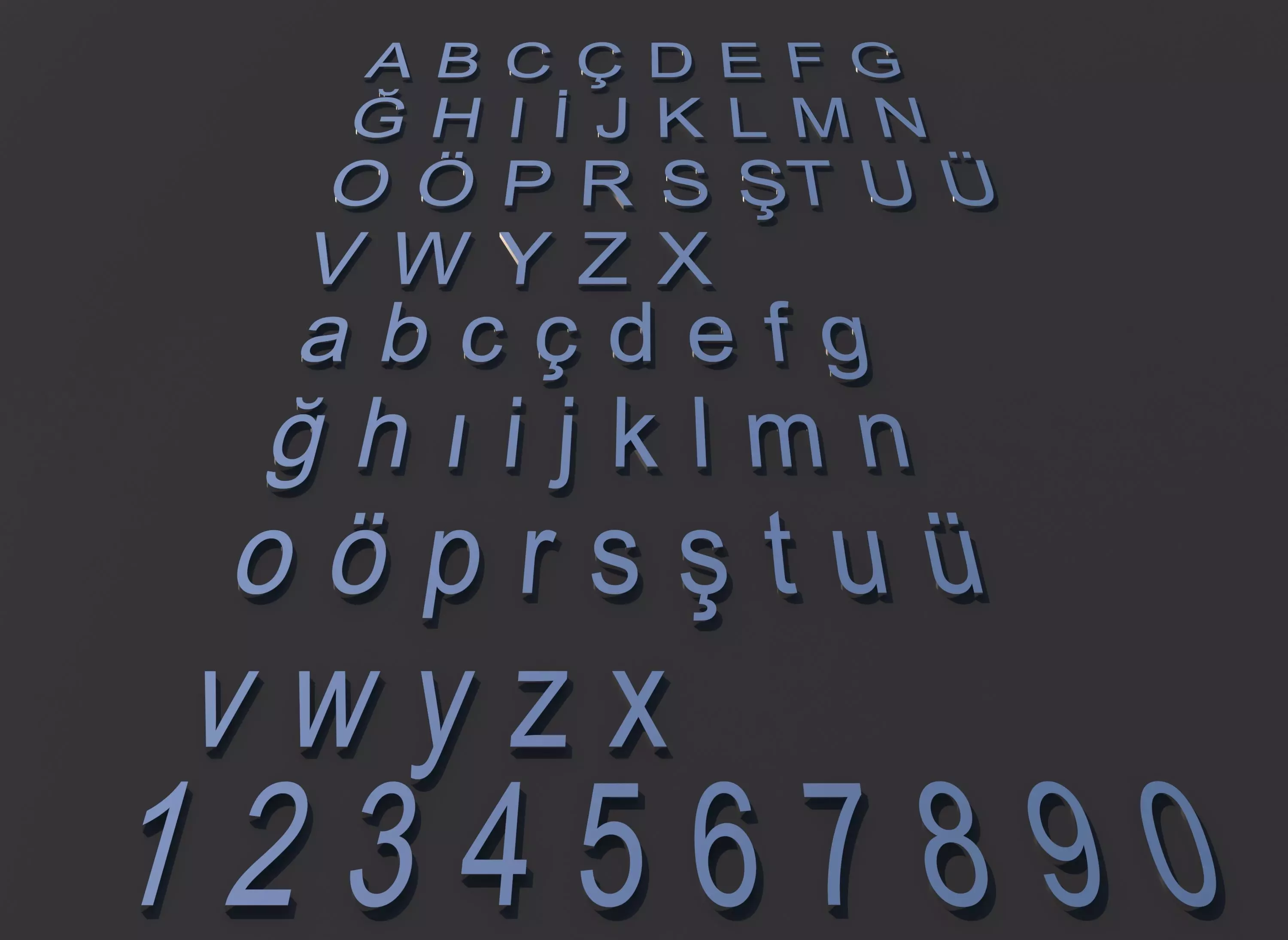  print-friendly alphabet using the Arial font 3D model_0