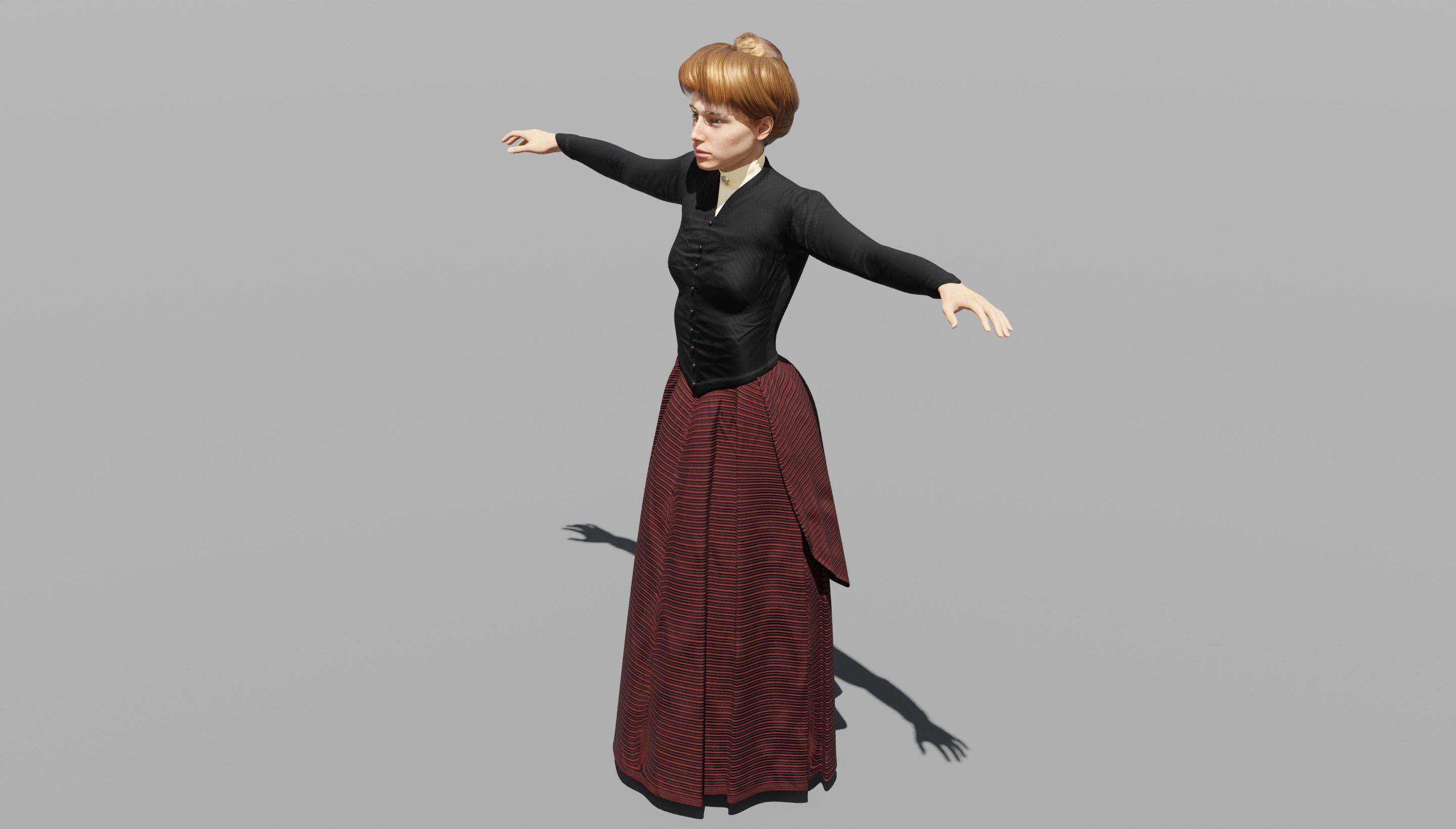 Victorian Female 01 - Body and Face Rigged - 3 versions 3D model_67