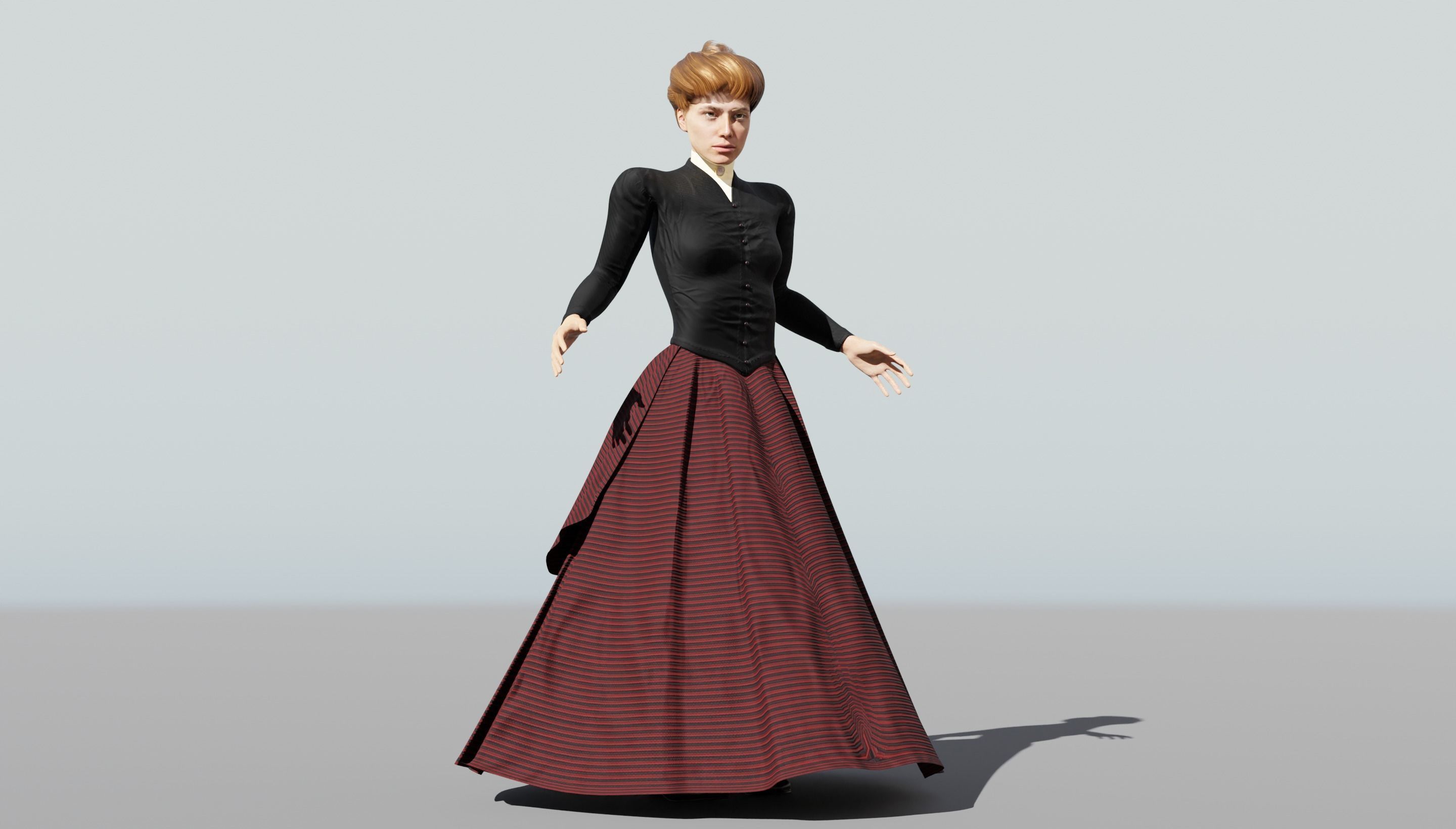 Victorian Female 01 - Body and Face Rigged - 3 versions 3D model_59