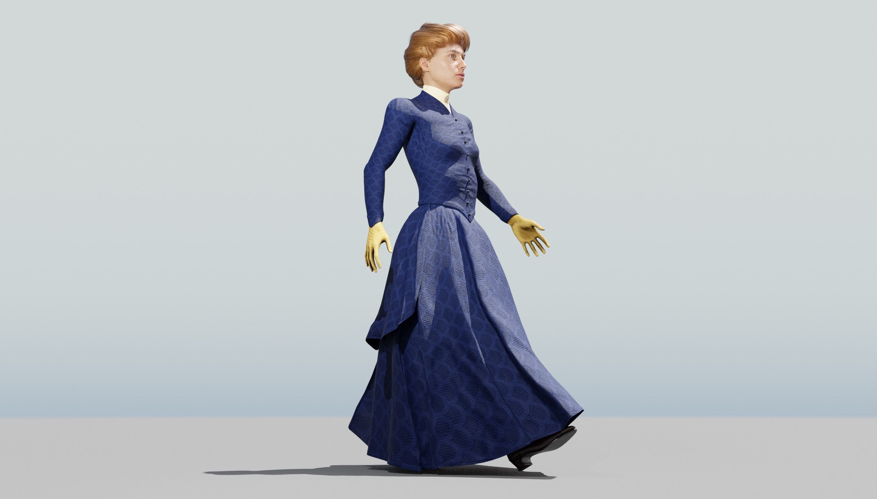 Victorian Female 01 - Body and Face Rigged - 3 versions 3D model_43