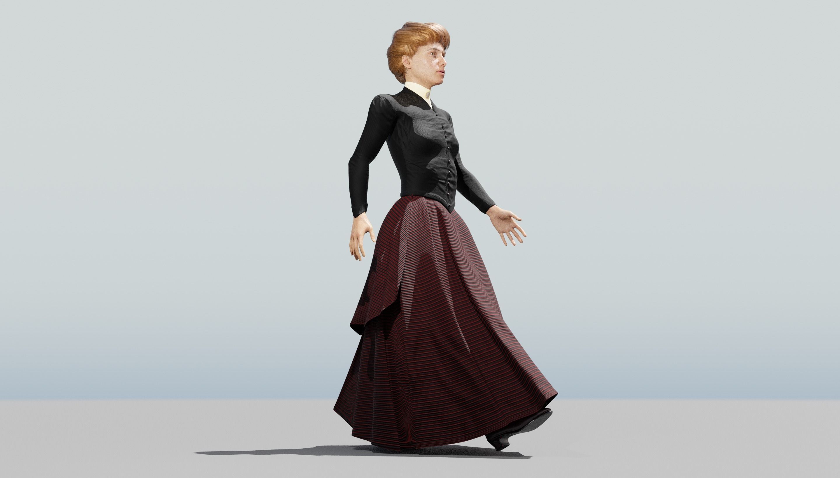 Victorian Female 01 - Body and Face Rigged - 3 versions 3D model_46