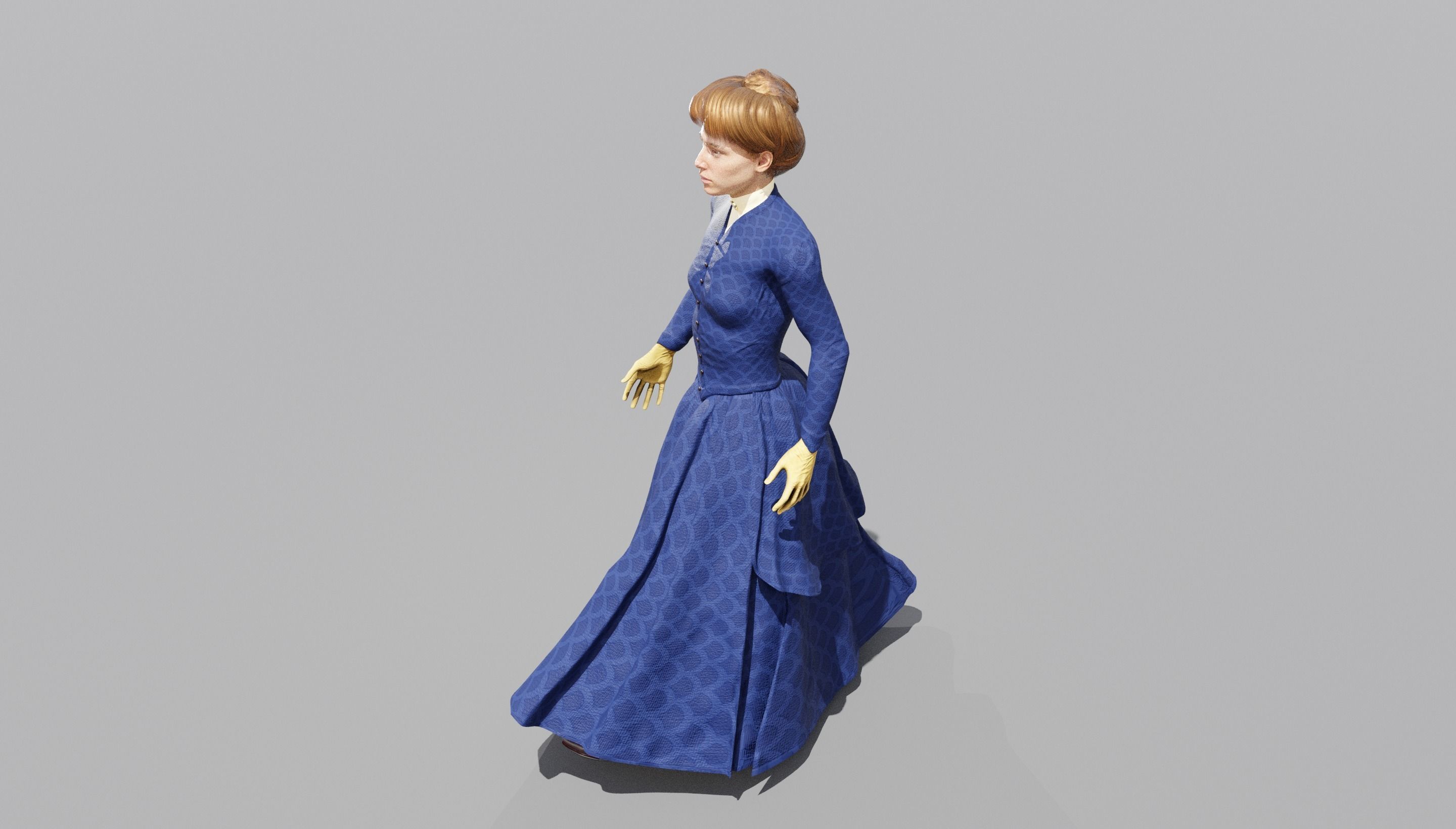 Victorian Female 01 - Body and Face Rigged - 3 versions 3D model_33