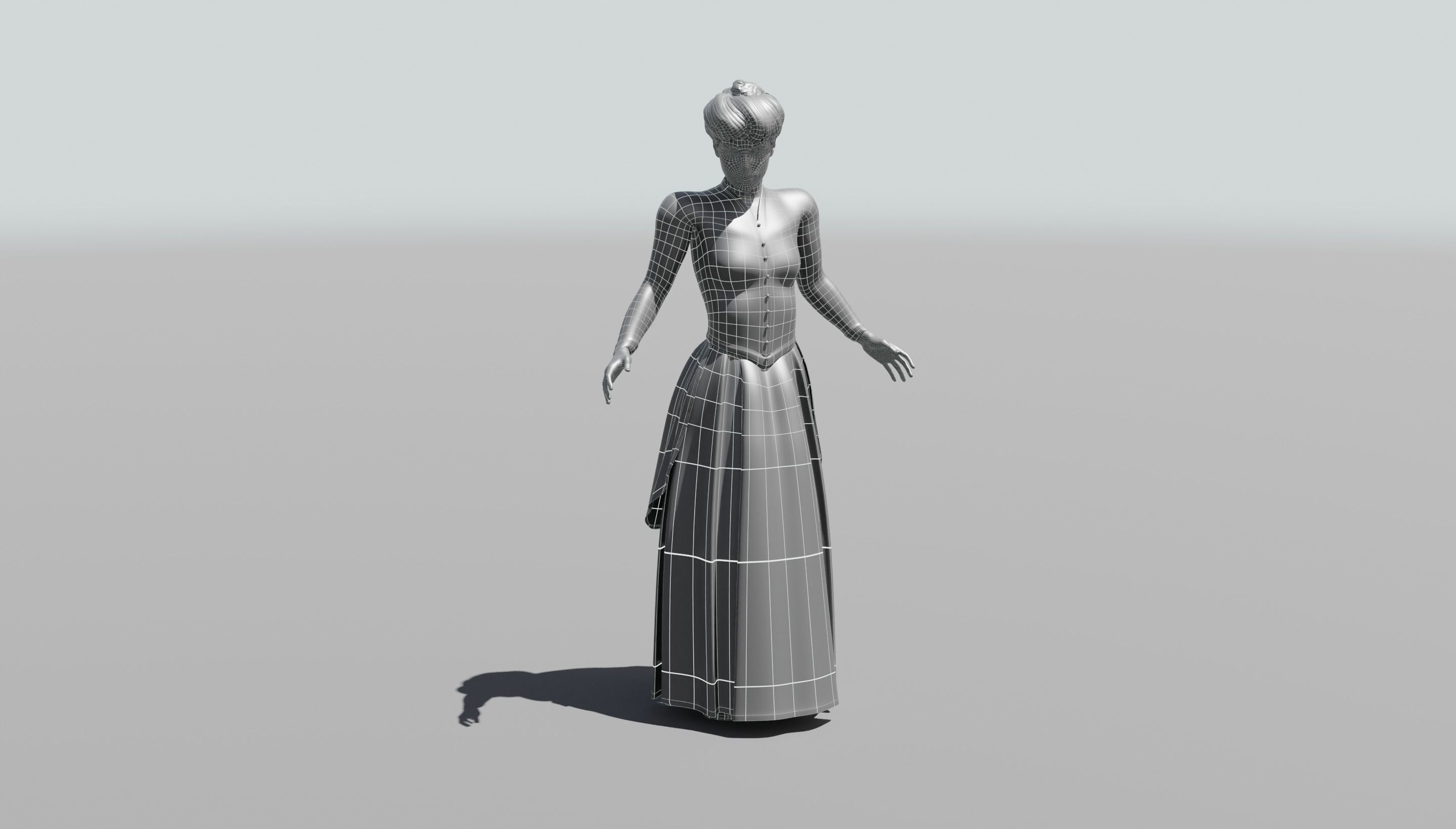 Victorian Female 01 - Body and Face Rigged - 3 versions 3D model_55