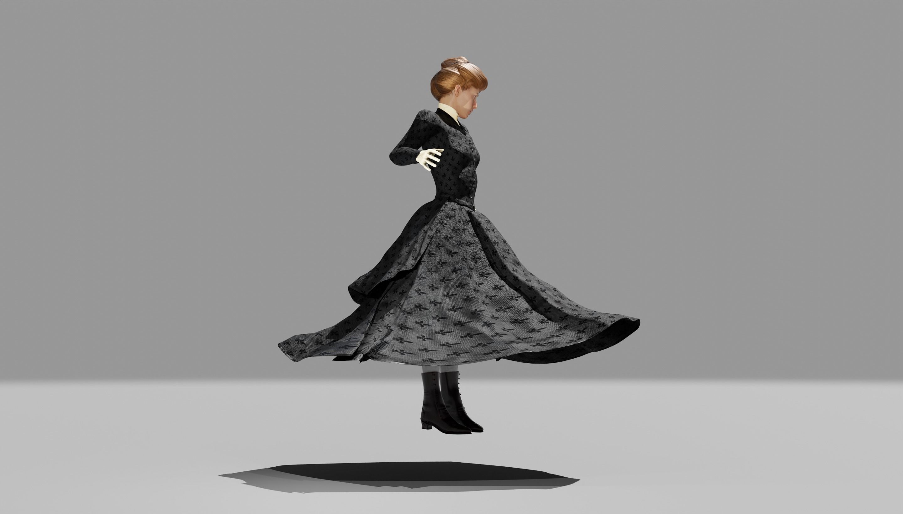 Victorian Female 01 - Body and Face Rigged - 3 versions 3D model_13