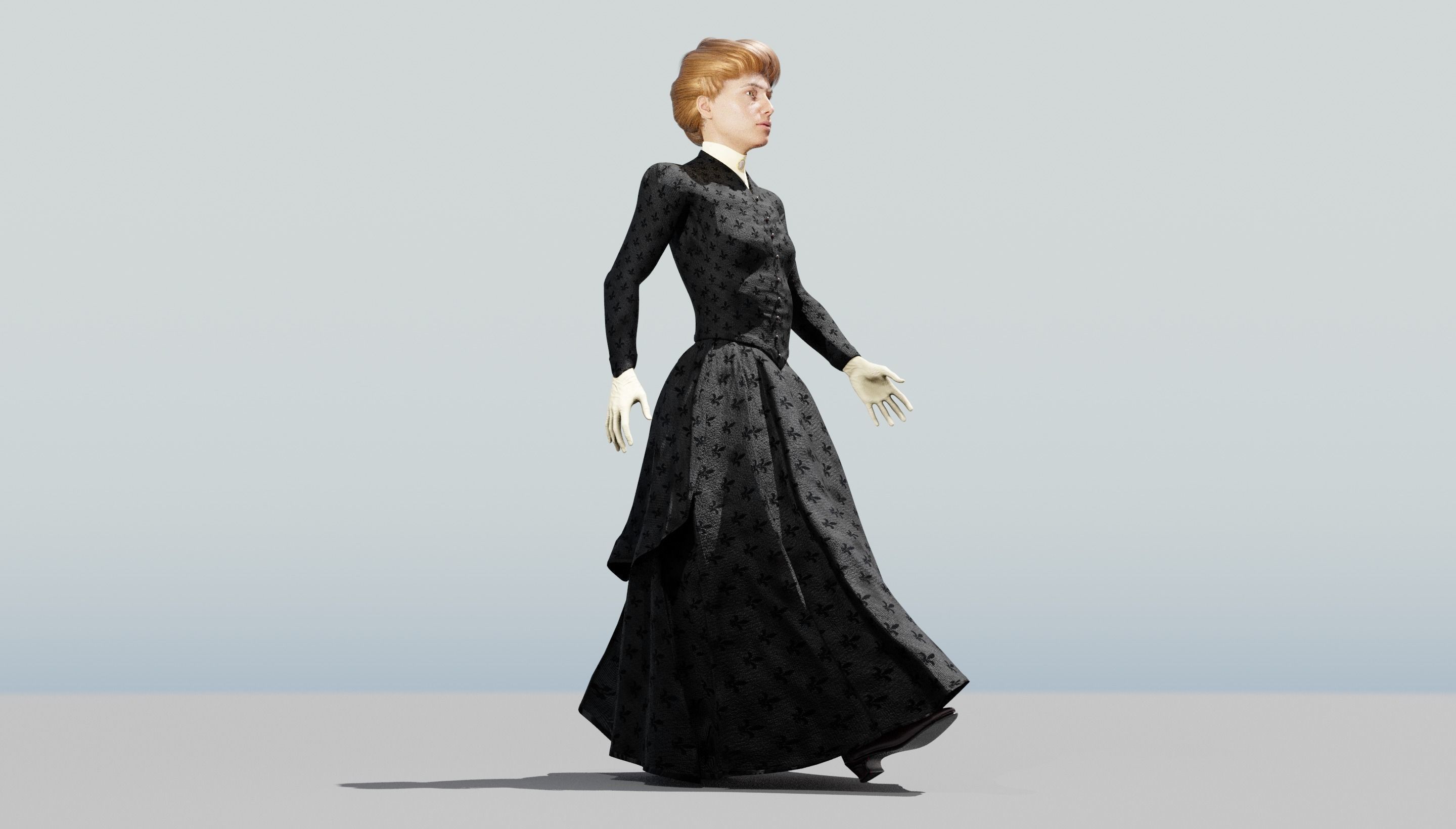 Victorian Female 01 - Body and Face Rigged - 3 versions 3D model_40