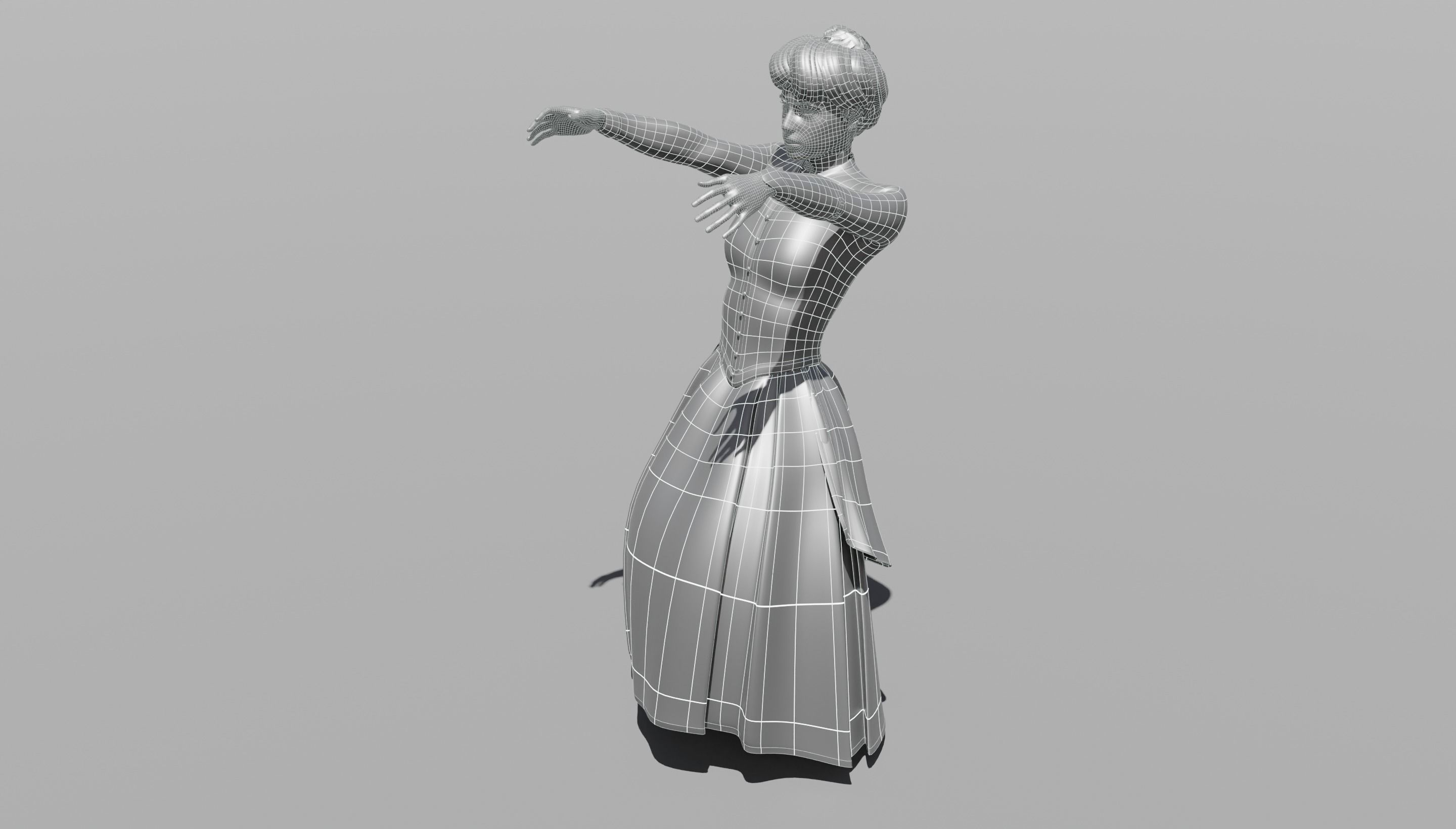 Victorian Female 01 - Body and Face Rigged - 3 versions 3D model_49