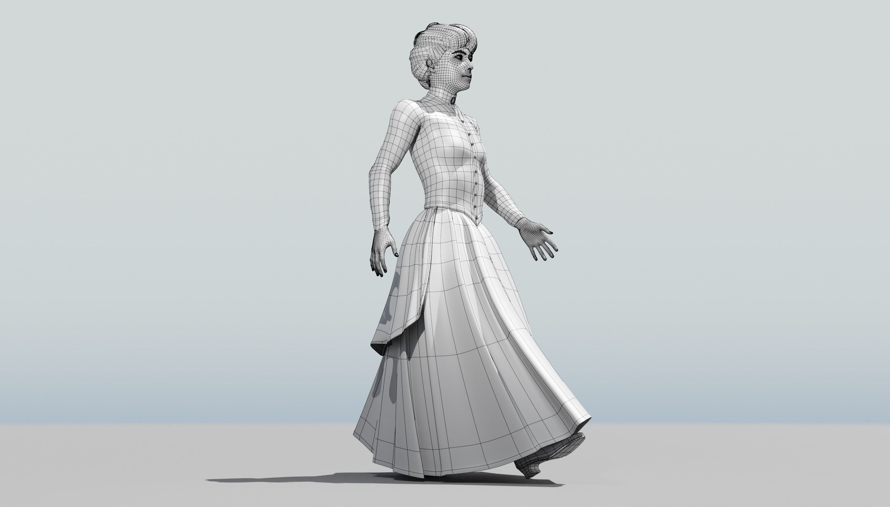 Victorian Female 01 - Body and Face Rigged - 3 versions 3D model_37