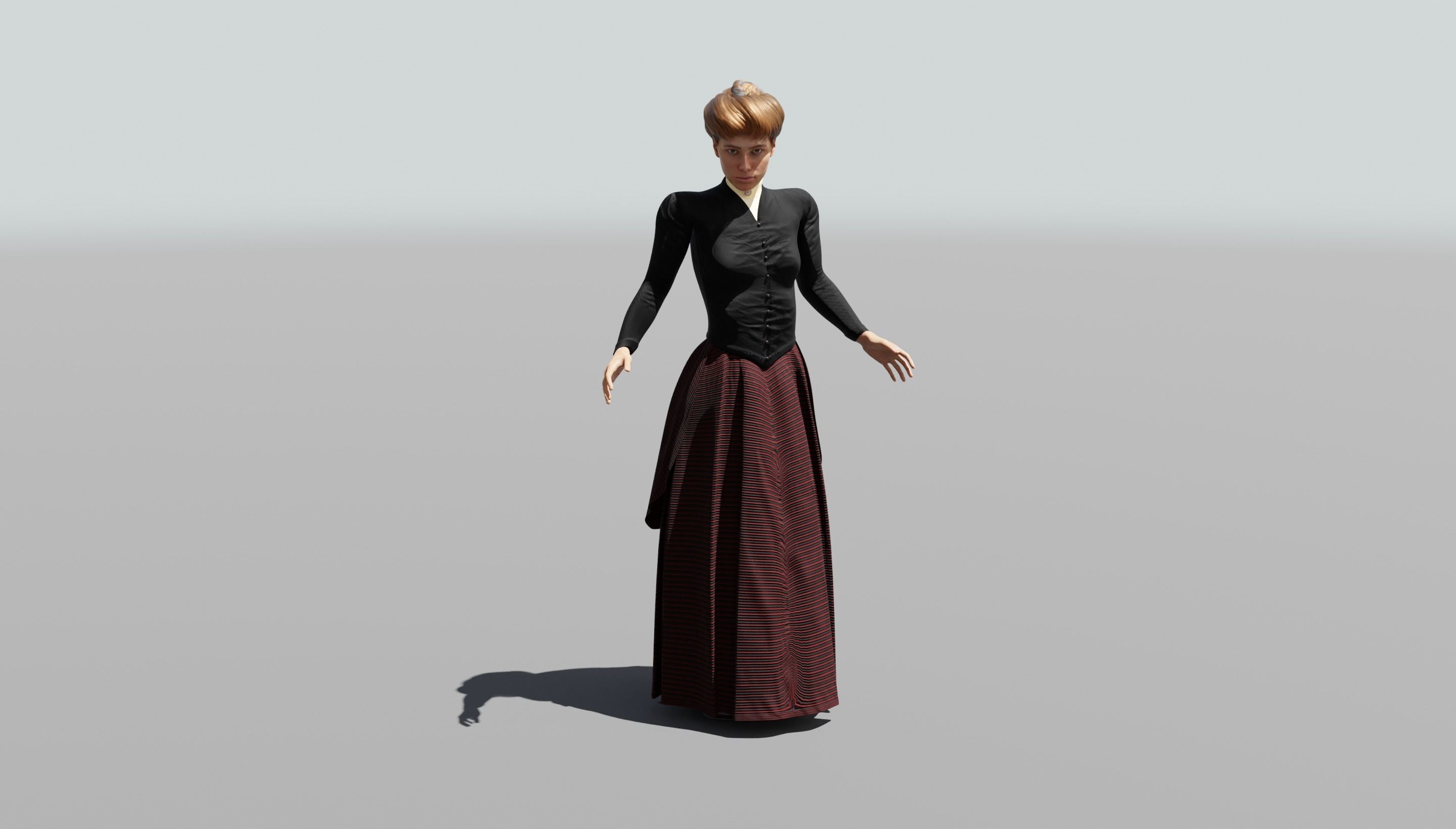 Victorian Female 01 - Body and Face Rigged - 3 versions 3D model_31