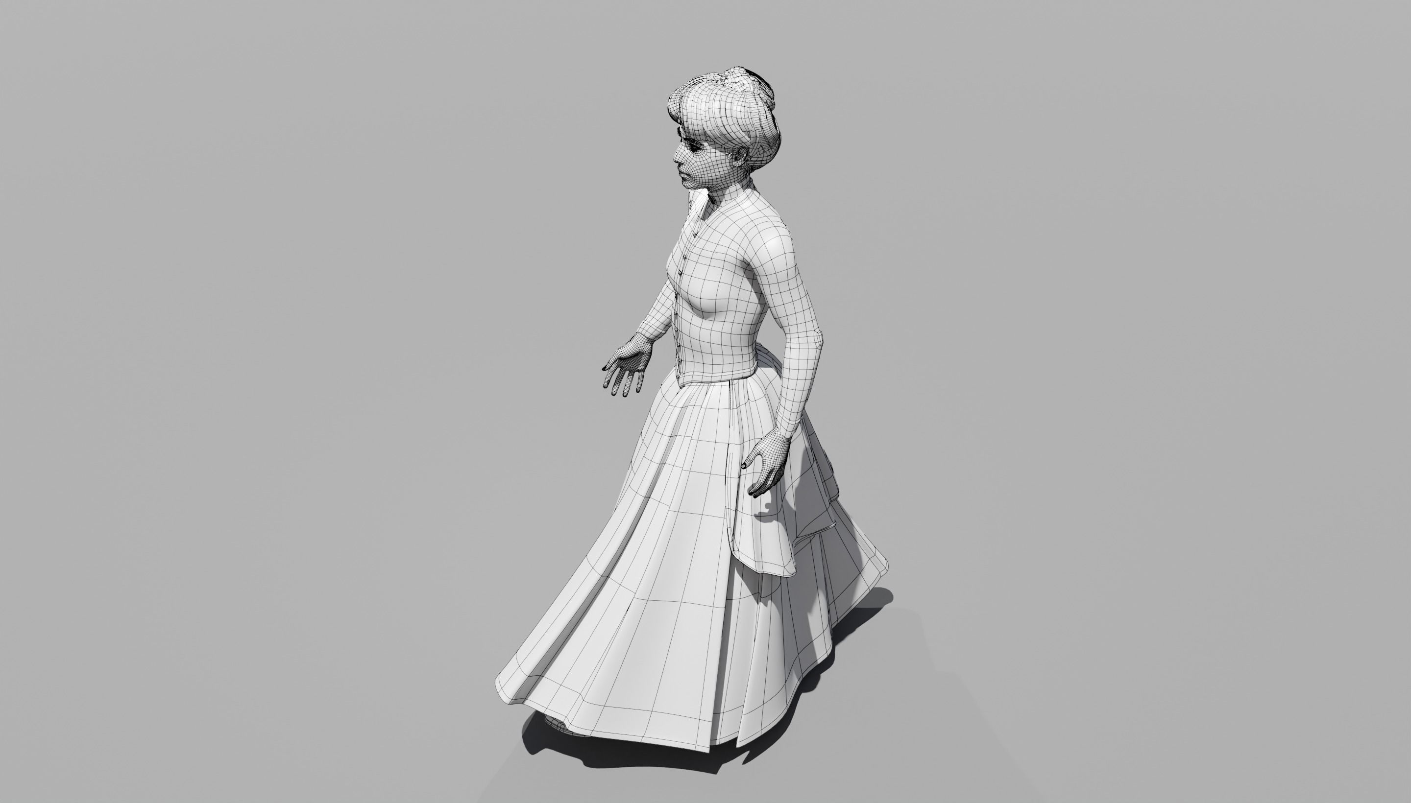 Victorian Female 01 - Body and Face Rigged - 3 versions 3D model_35
