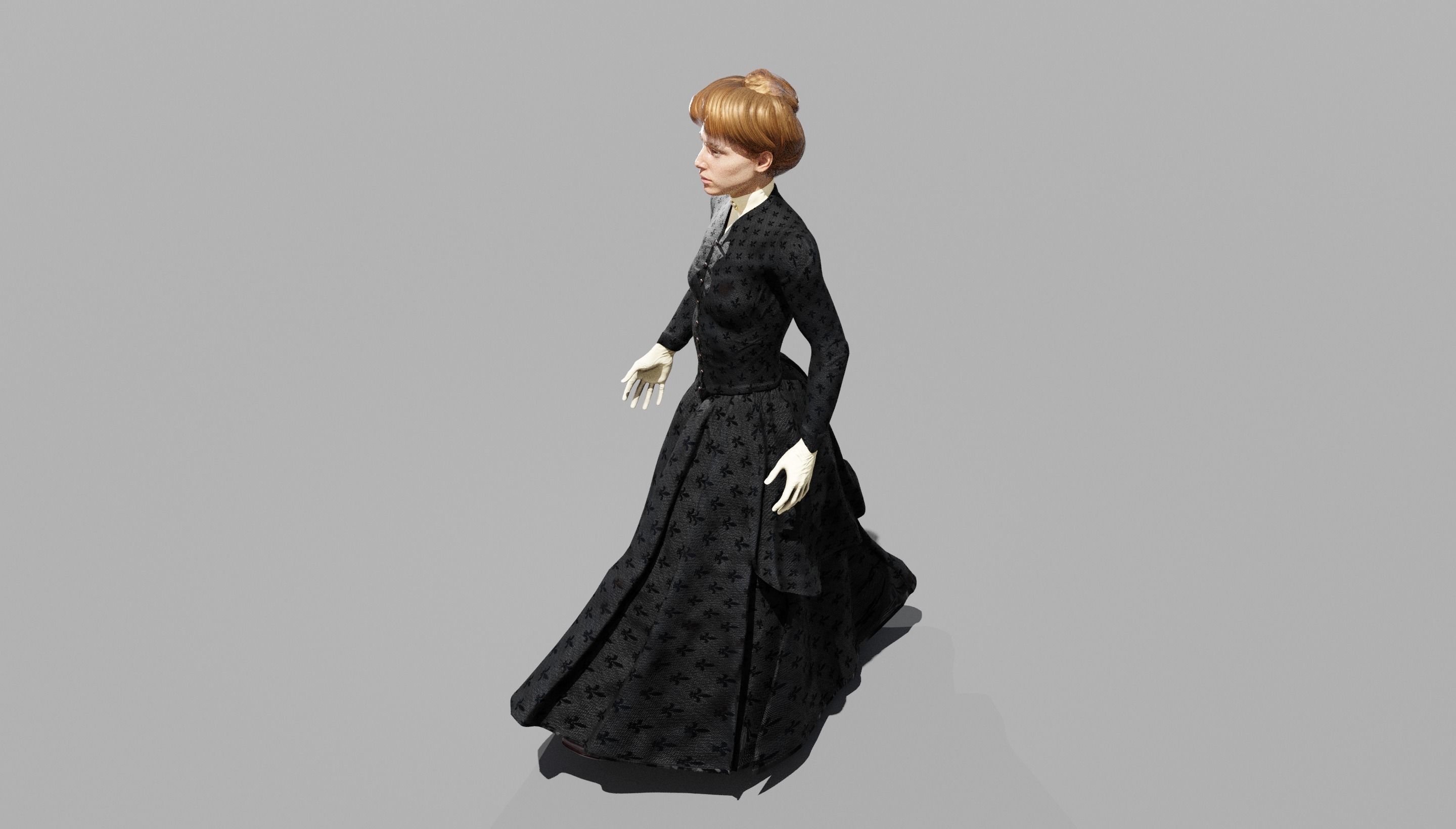 Victorian Female 01 - Body and Face Rigged - 3 versions 3D model_32