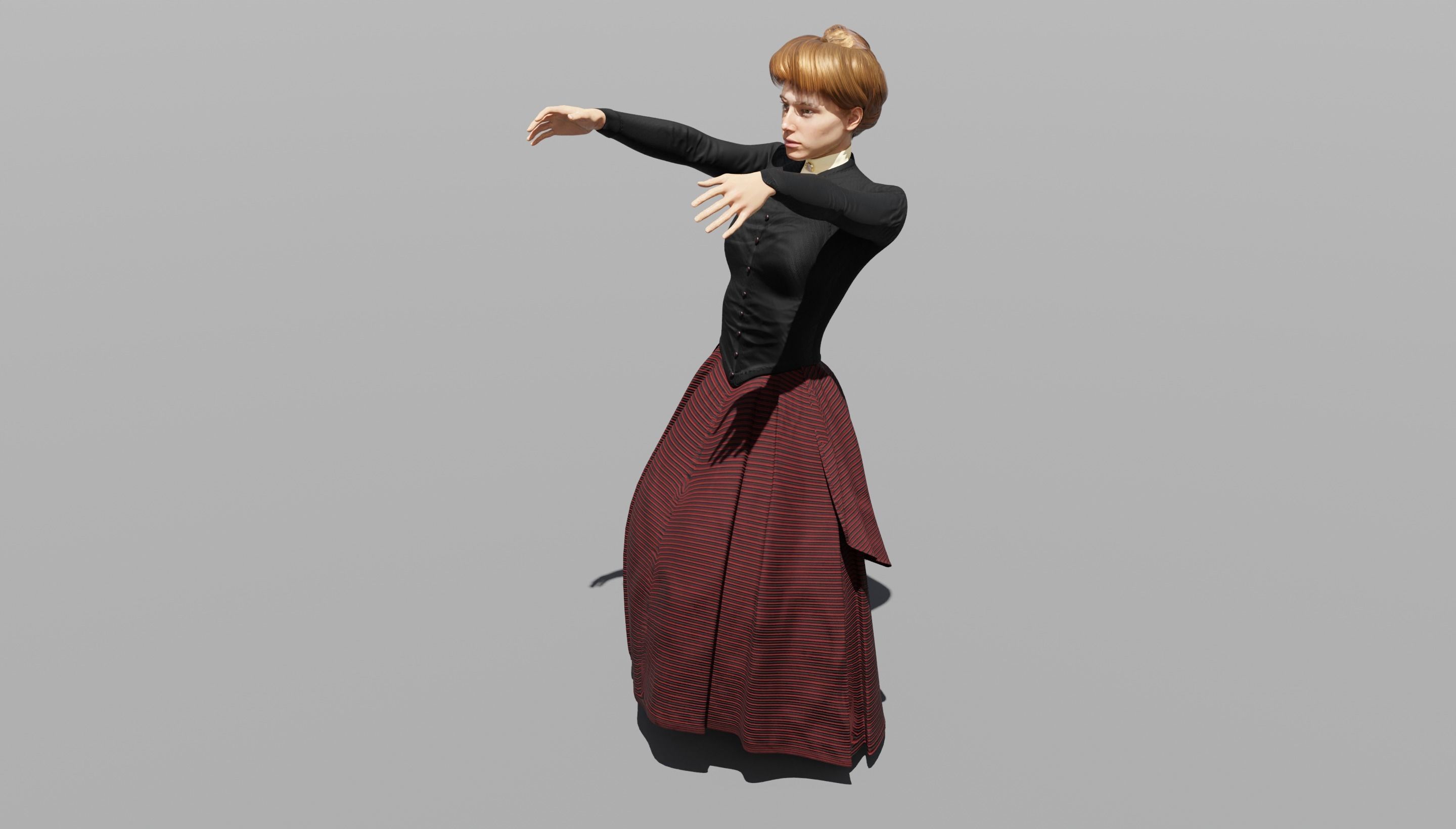 Victorian Female 01 - Body and Face Rigged - 3 versions 3D model_25
