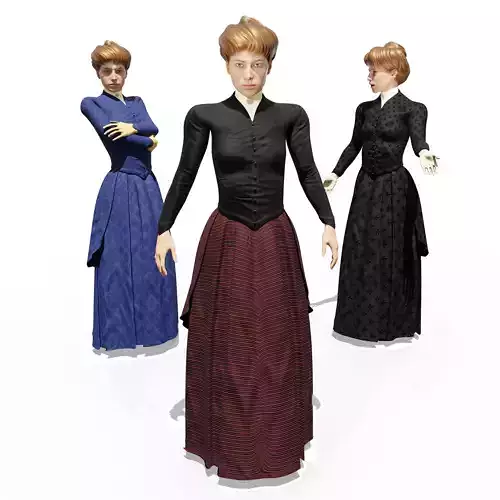 Victorian Female 01 - Body and Face Rigged - 3 versions 3D model