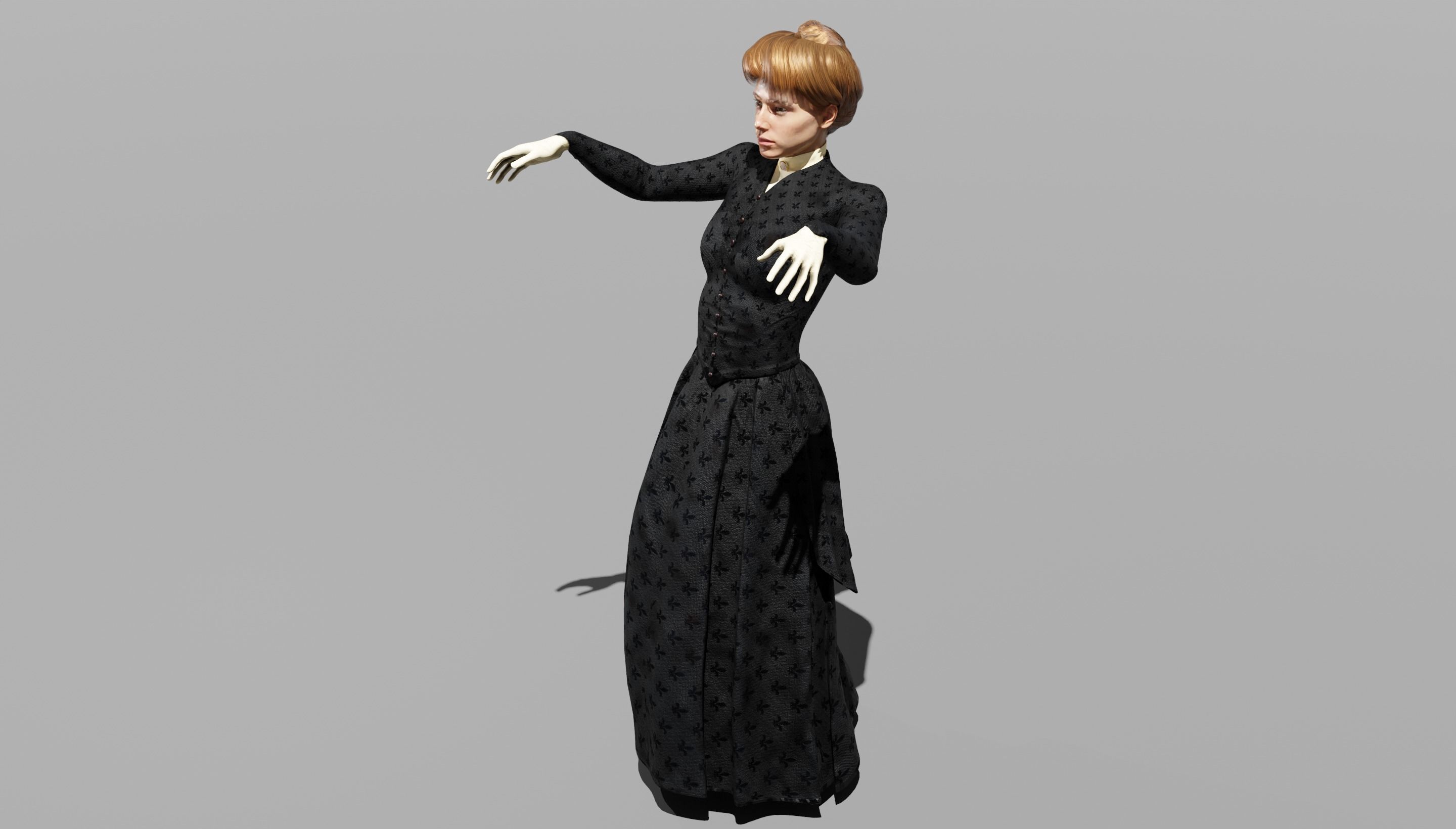 Victorian Female 01 - Body and Face Rigged - 3 versions 3D model_8