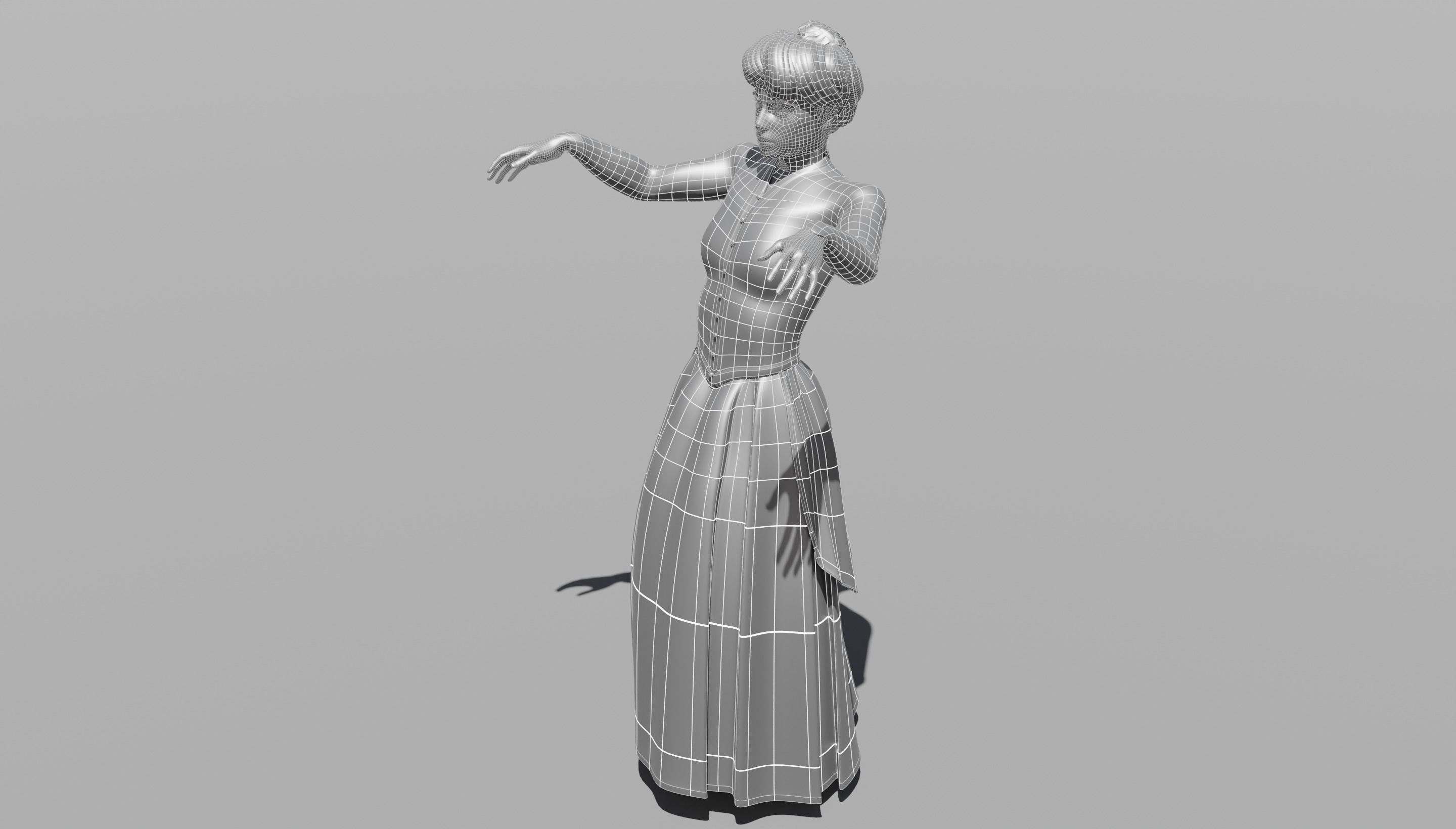 Victorian Female 01 - Body and Face Rigged - 3 versions 3D model_48