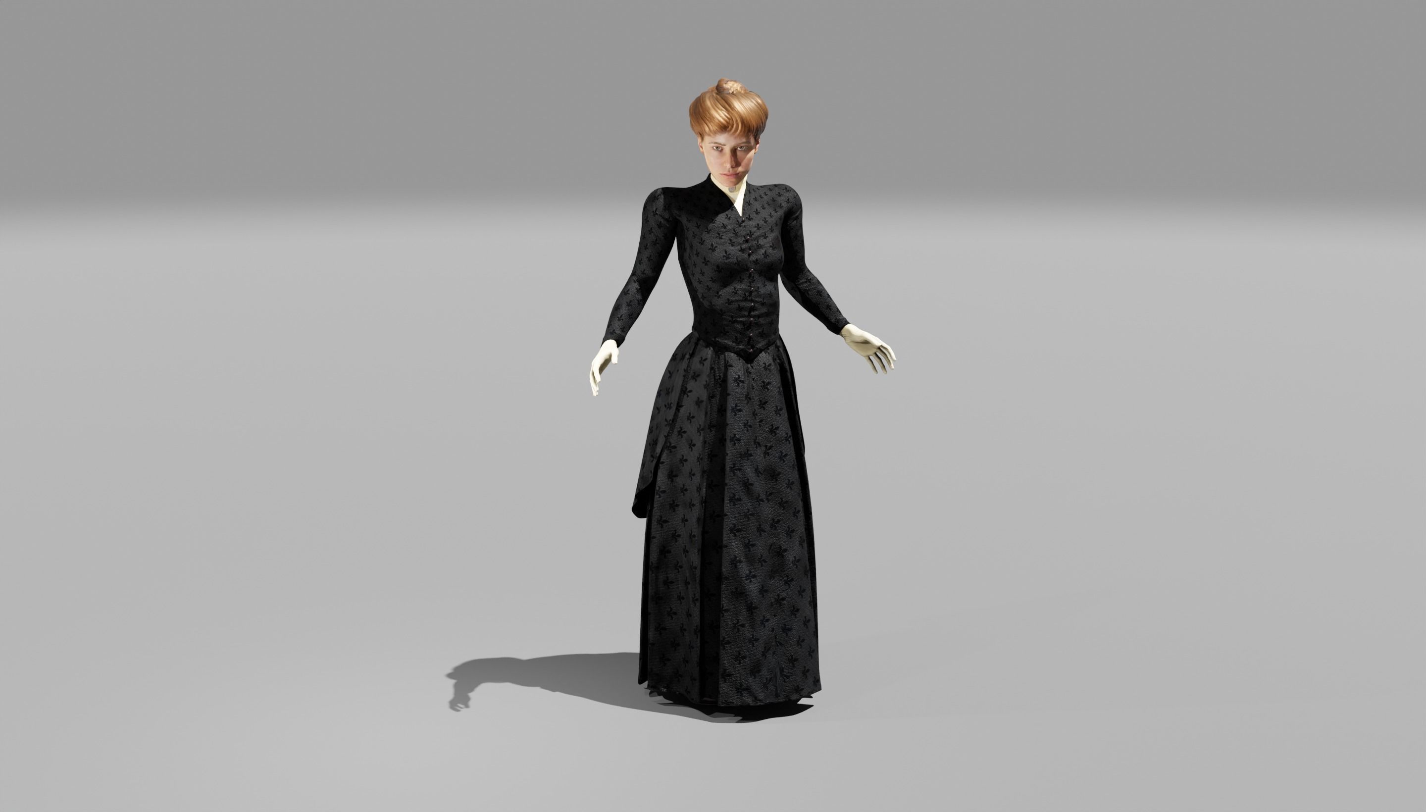 Victorian Female 01 - Body and Face Rigged - 3 versions 3D model_15