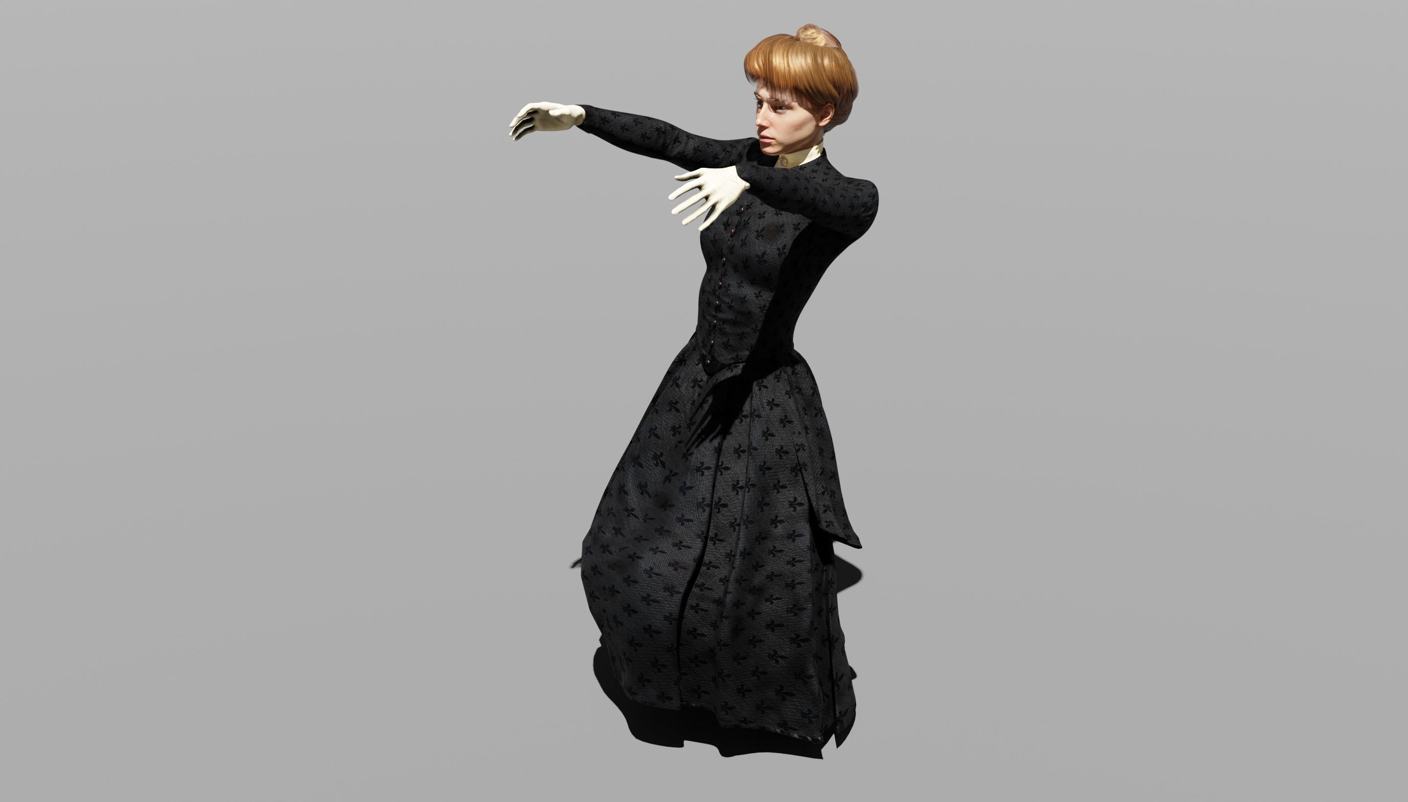 Victorian Female 01 - Body and Face Rigged - 3 versions 3D model_9