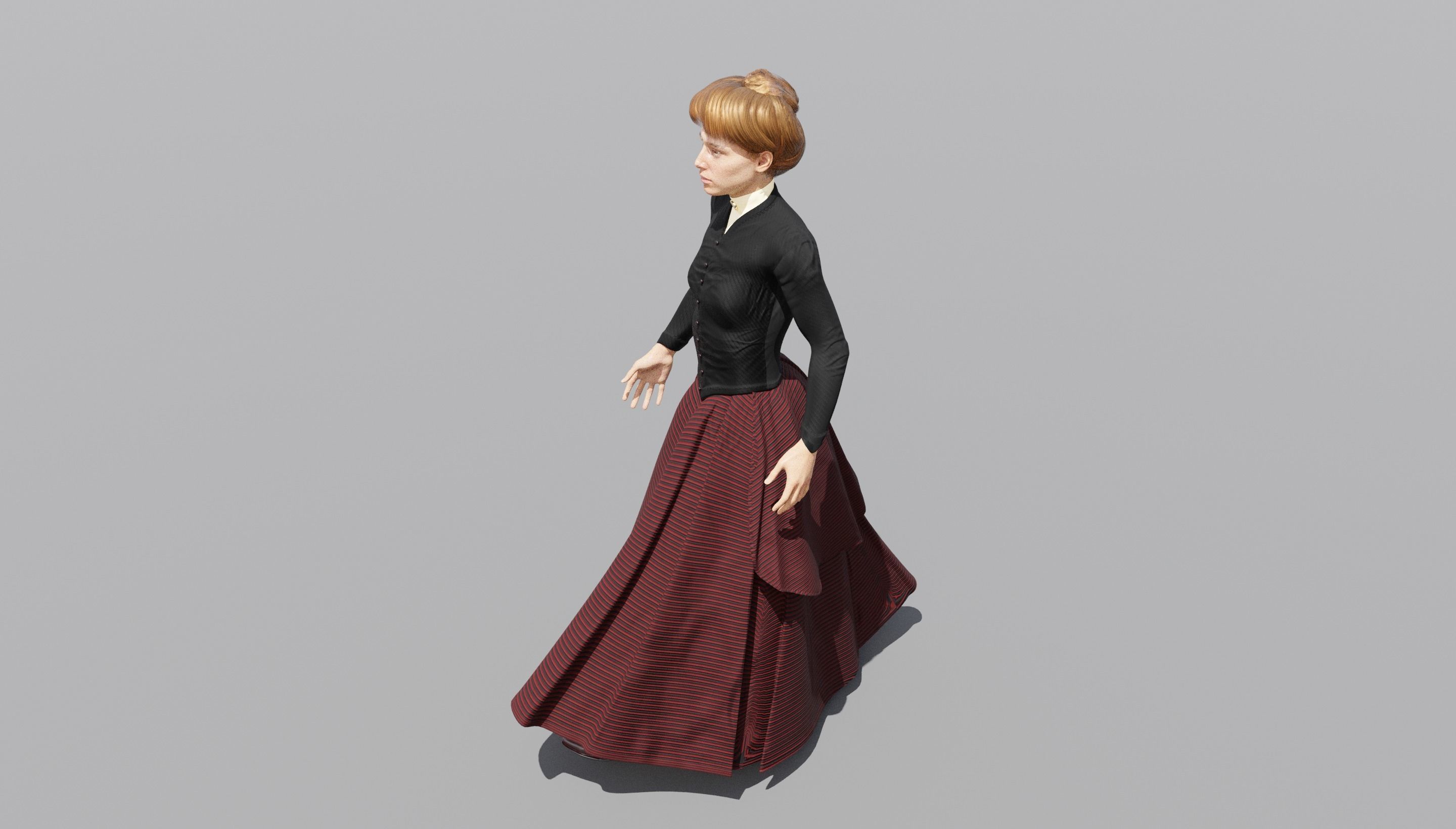 Victorian Female 01 - Body and Face Rigged - 3 versions 3D model_34