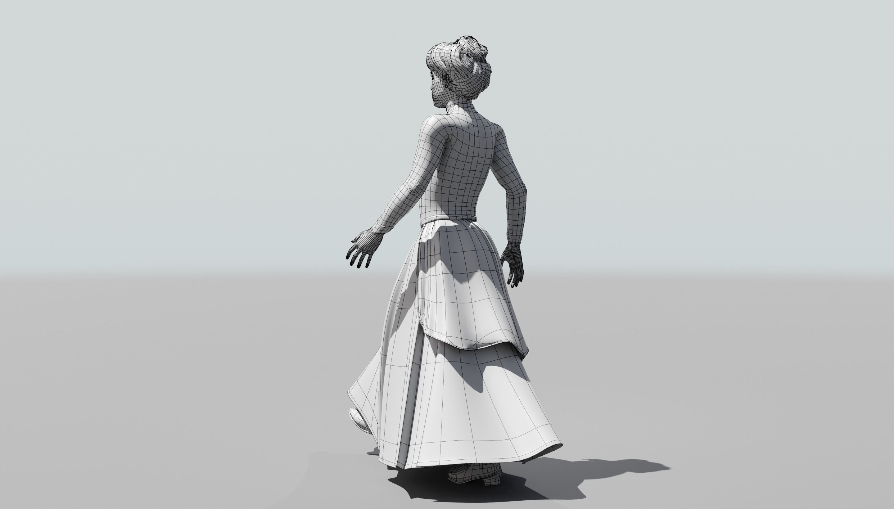 Victorian Female 01 - Body and Face Rigged - 3 versions 3D model_38