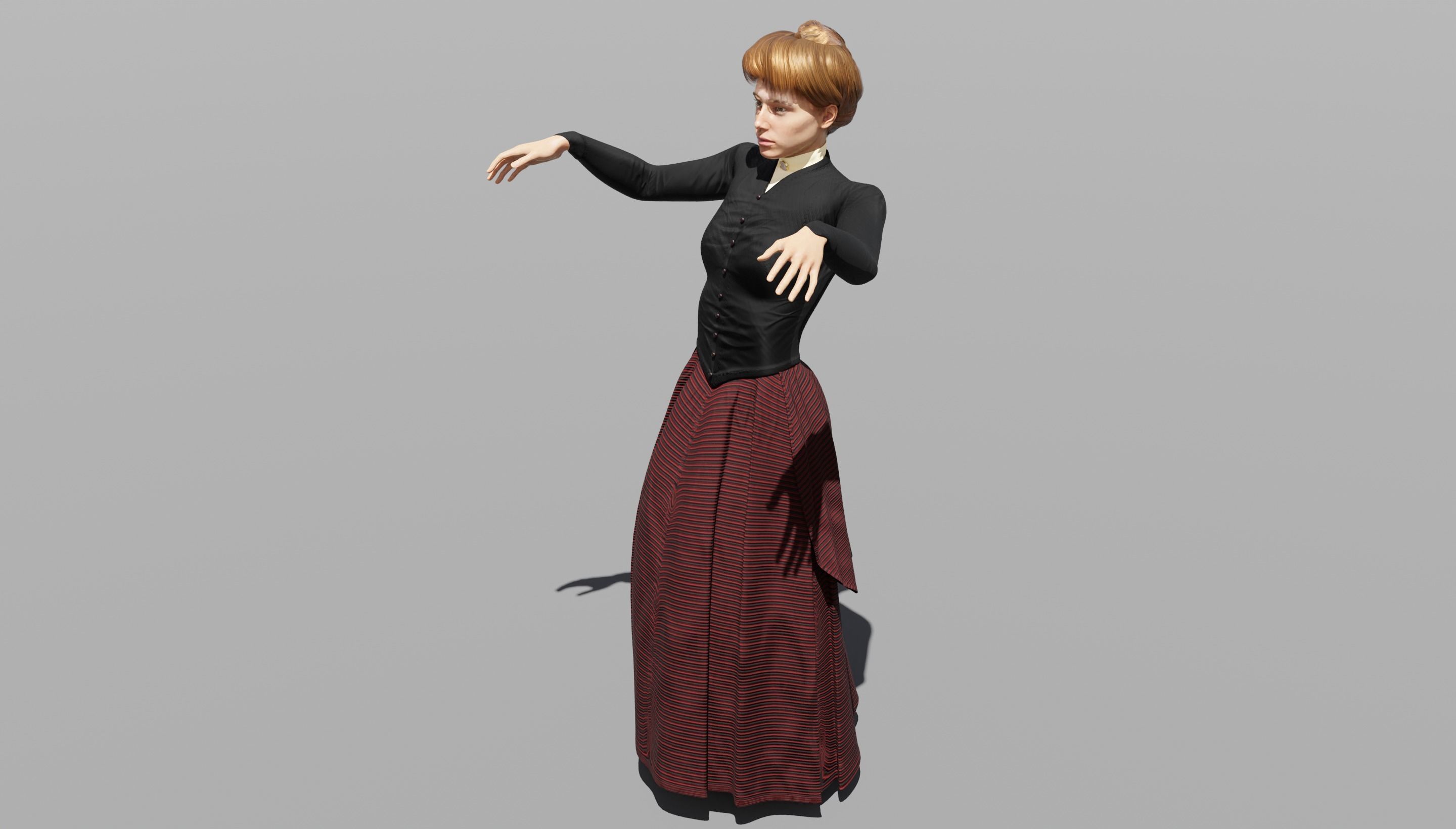 Victorian Female 01 - Body and Face Rigged - 3 versions 3D model_24
