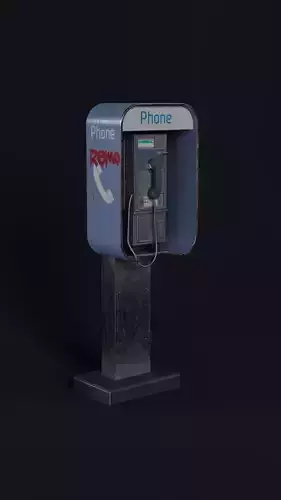 Old payphone PBR game ready Low-poly 3D model