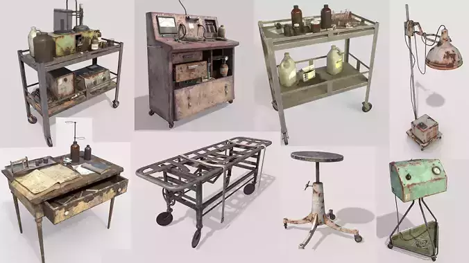 Abandoned Sanatorium Equipments 3D Model Collection