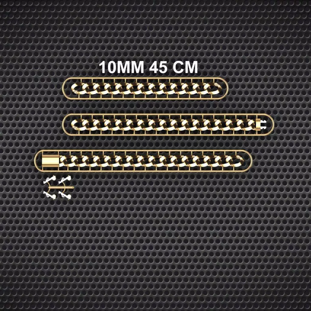 10 MM 45 CM CUBAN LINK CHAIN FOR BRACELET OR NECKLACE 3D print model_0