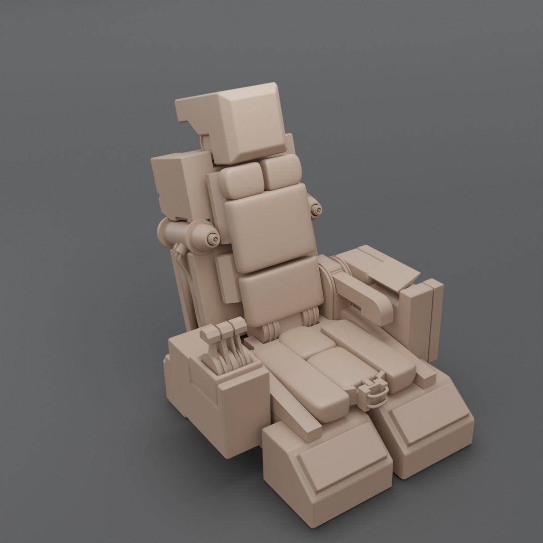 Pilot seat Free low-poly 3D model_1