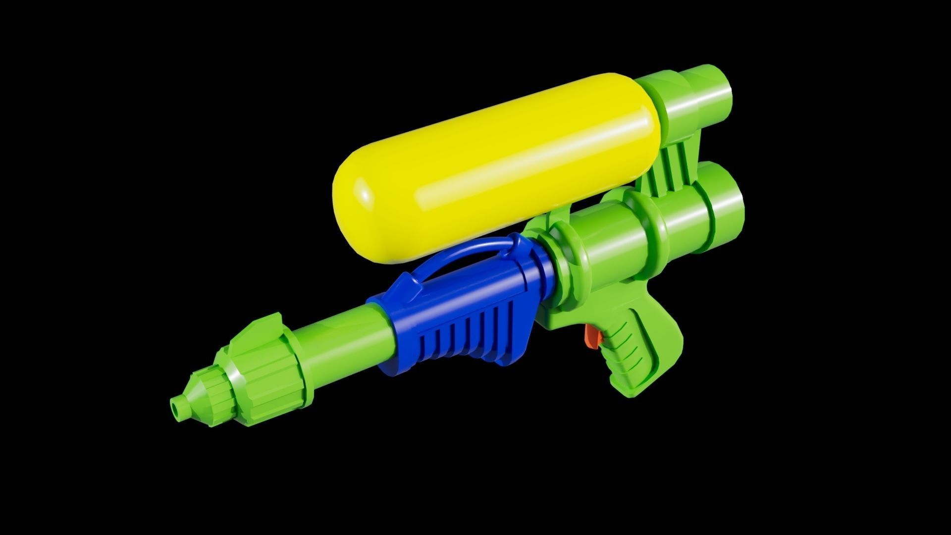 Toy Water Gun Pichkari Low Poly and High Poly 3d Model Low-poly 3D model_3
