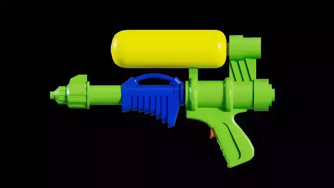 Toy Water Gun Pichkari Low Poly and High Poly 3d Model Low-poly 3D model