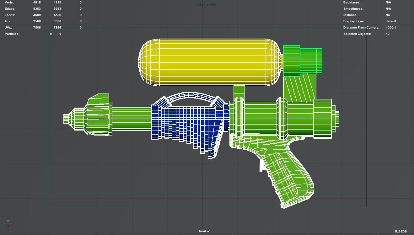 Toy Water Gun Pichkari Low Poly and High Poly 3d Model Low-poly 3D model_1