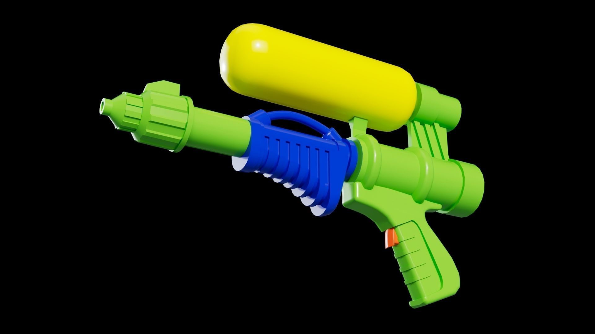 Toy Water Gun Pichkari Low Poly and High Poly 3d Model Low-poly 3D model_2