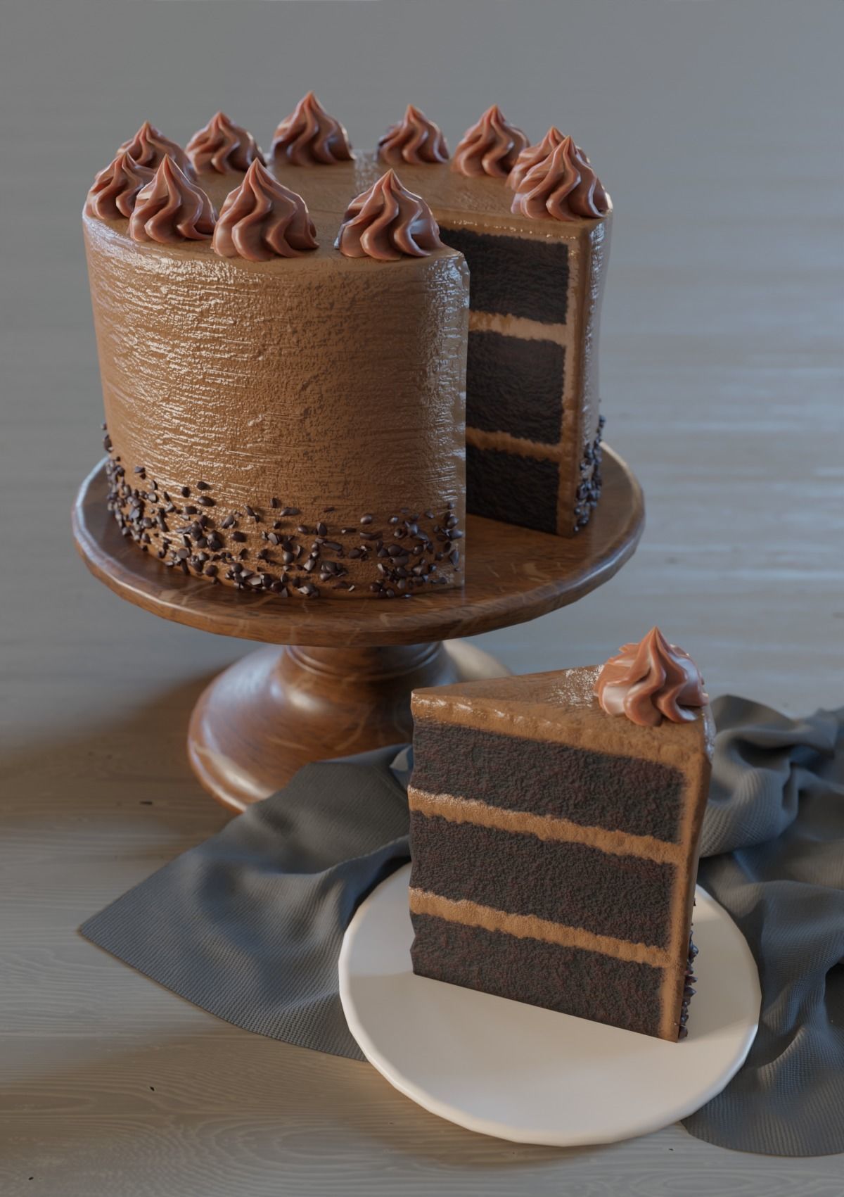 Chocolate Cake 3D model_5