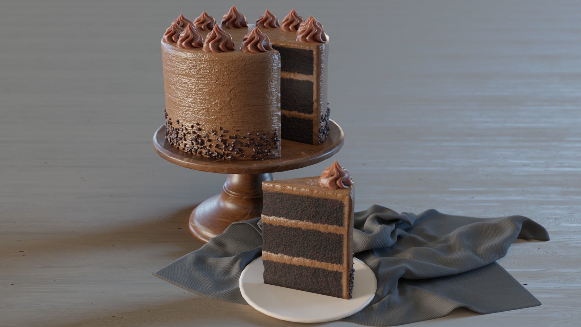 Chocolate Cake 3D model_4