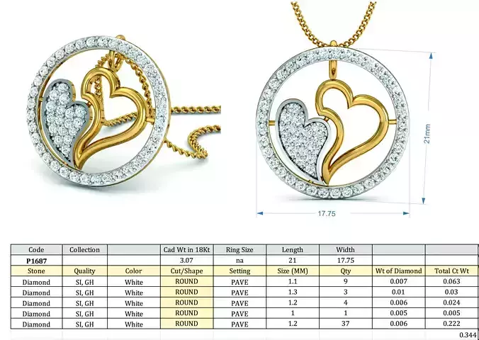 Diamond Solitaire Necklaces Set With Ring 3D Print Model