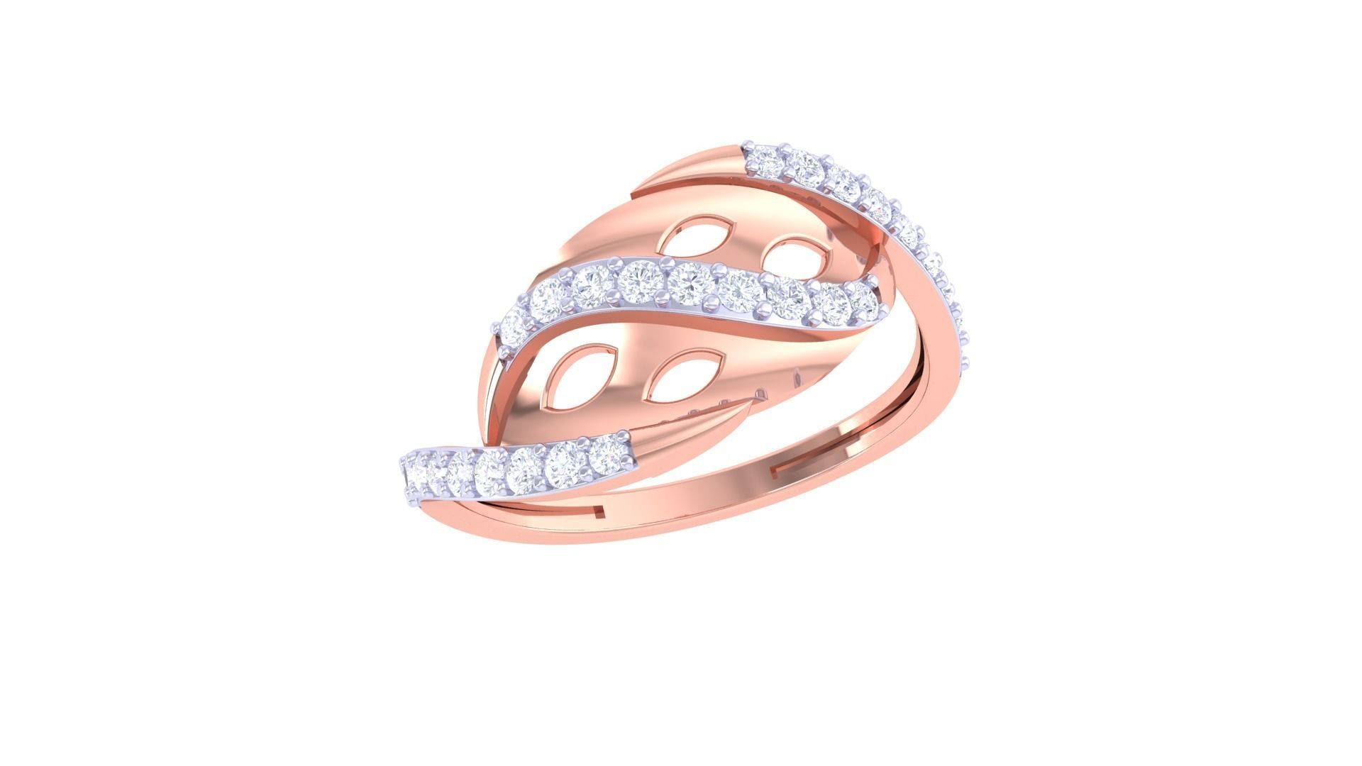 High Jewelry Diamond Cocktail Ring 3dm stl obj renders 3D print model_1