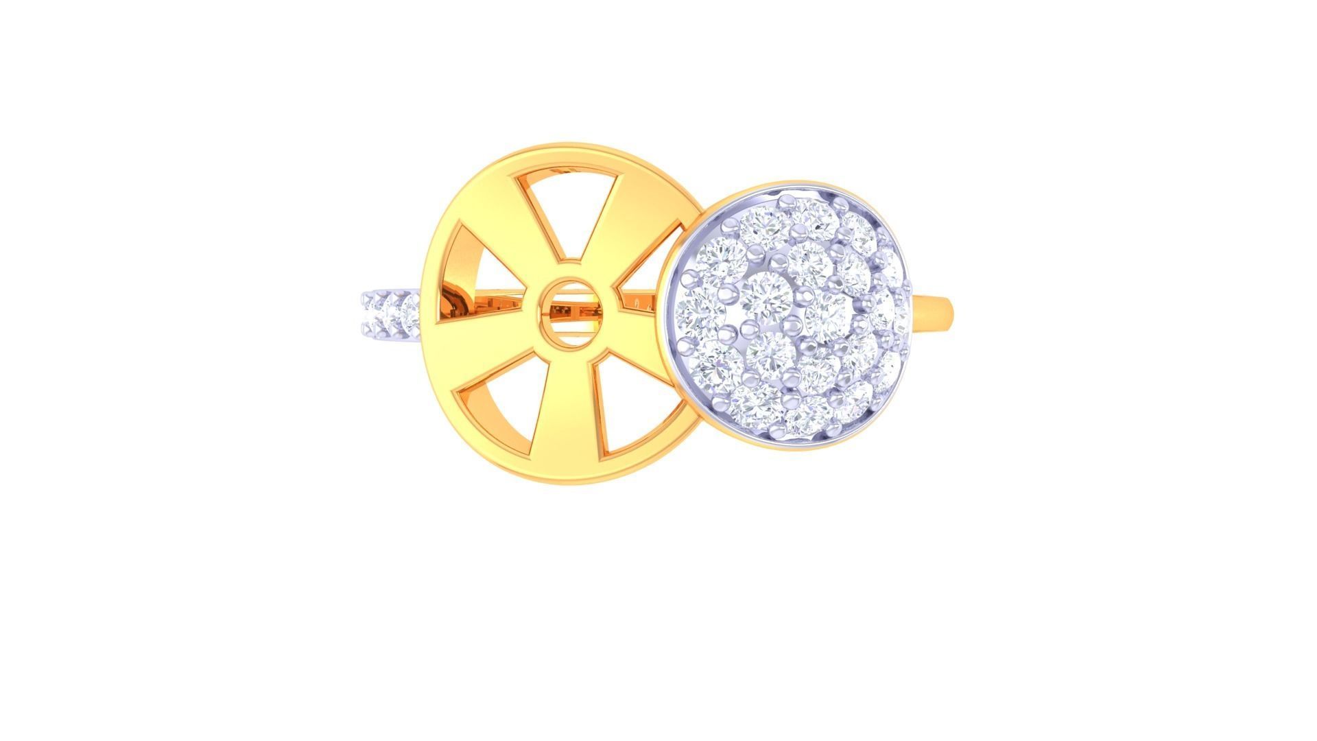 Bi Circles High Jewelry Diamond Cocktail Ring 3dm stl obj 3D print model_9