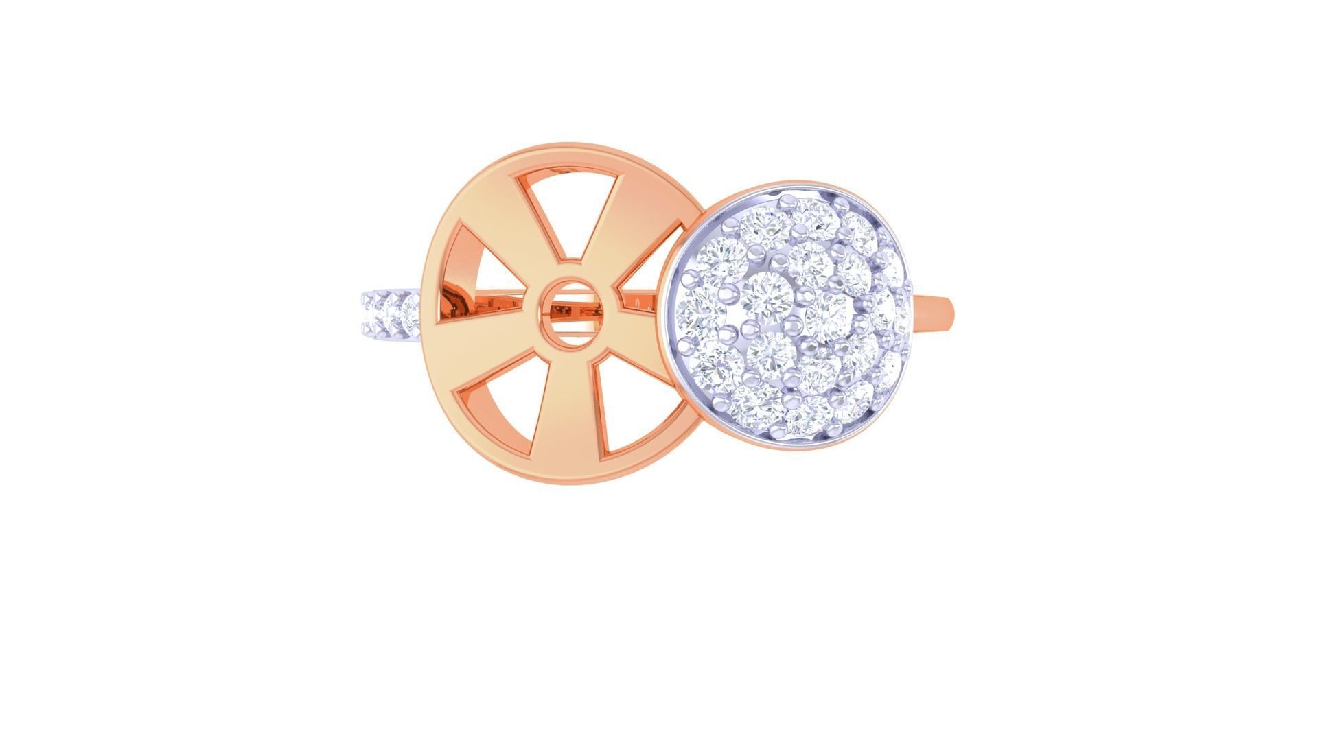 Bi Circles High Jewelry Diamond Cocktail Ring 3dm stl obj 3D print model_8