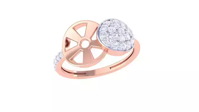 Bi Circles High Jewelry Diamond Cocktail Ring 3dm stl obj  3D print model