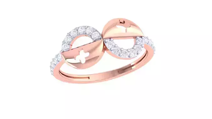 Bi Circles High Jewelry Diamond Cocktail Ring 3dm stl obj  3D print model
