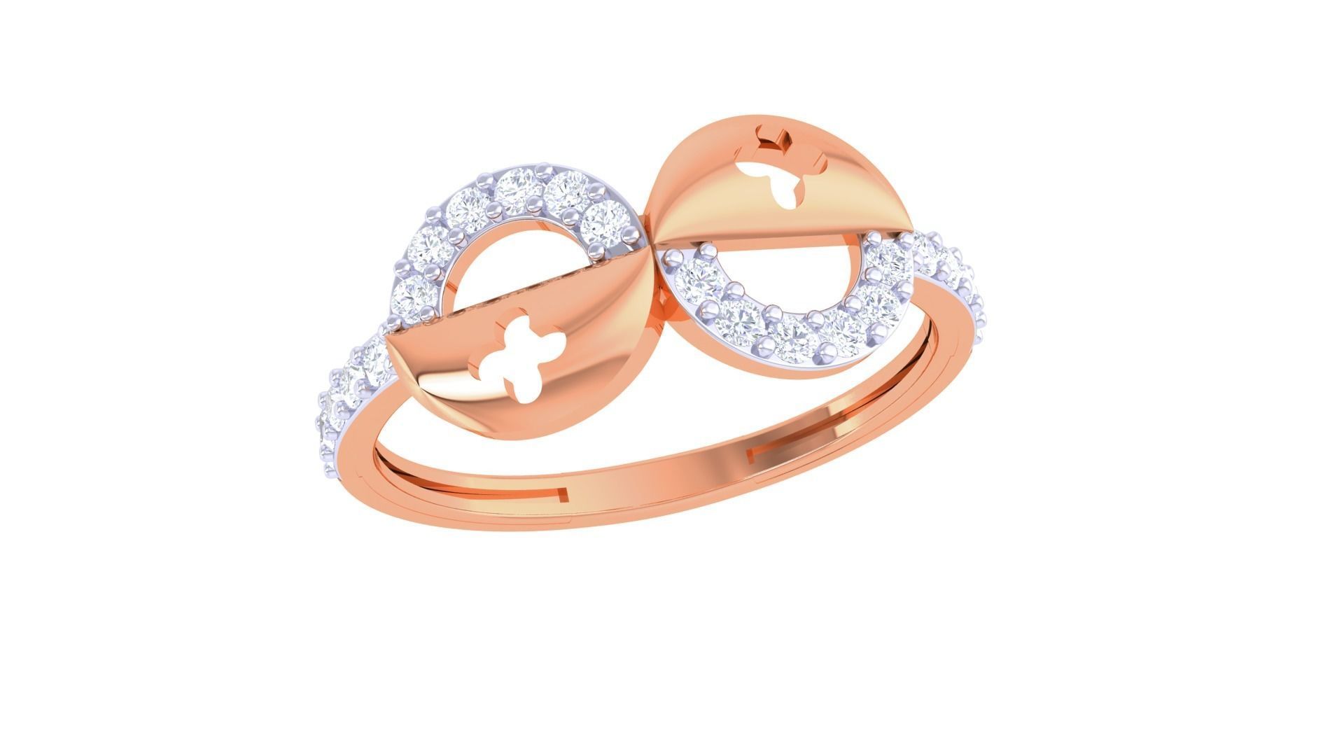 Bi Circles High Jewelry Diamond Cocktail Ring 3dm stl obj 3D print model_5